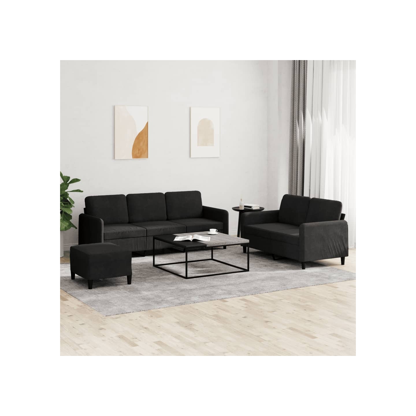 Ensemble de canapés 3 pcs noir velours