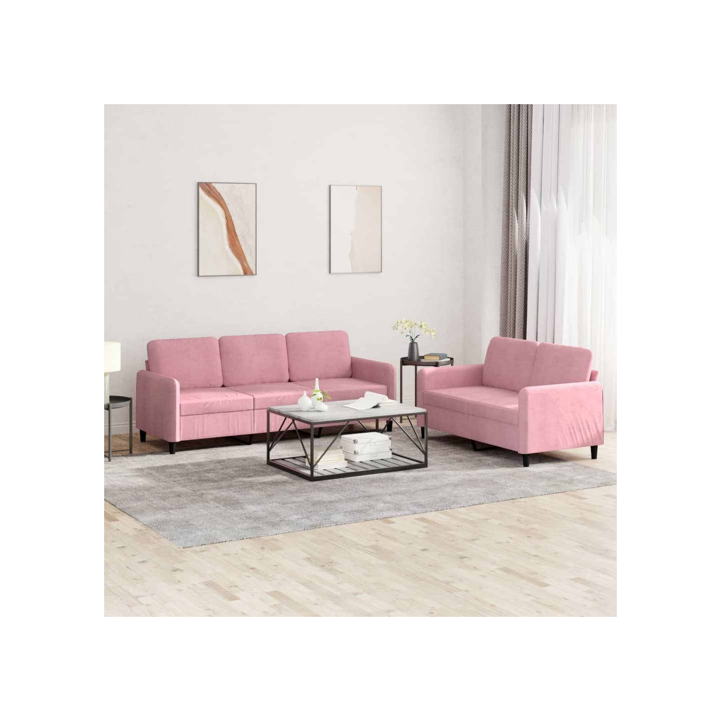 Ensemble de canapés 2 pcs rose velours