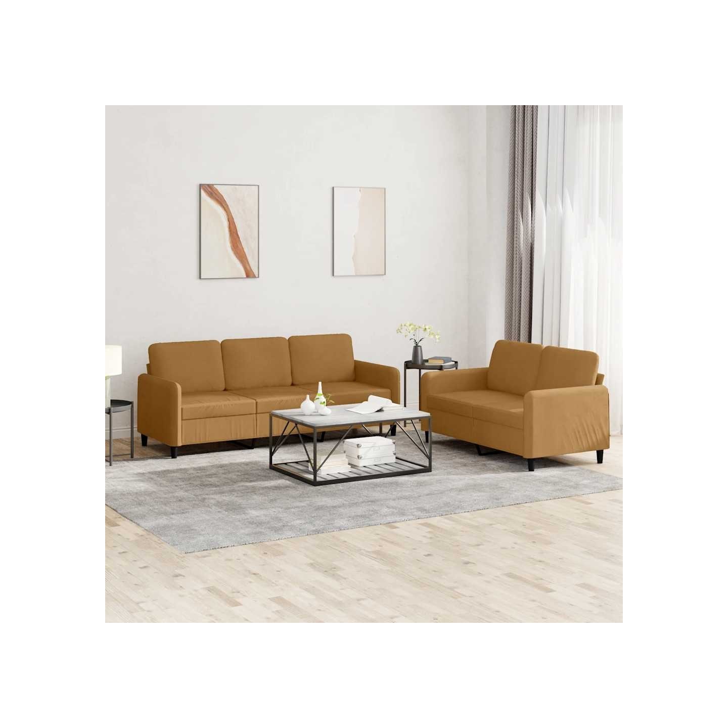 Ensemble de canapés 2 pcs marron velours