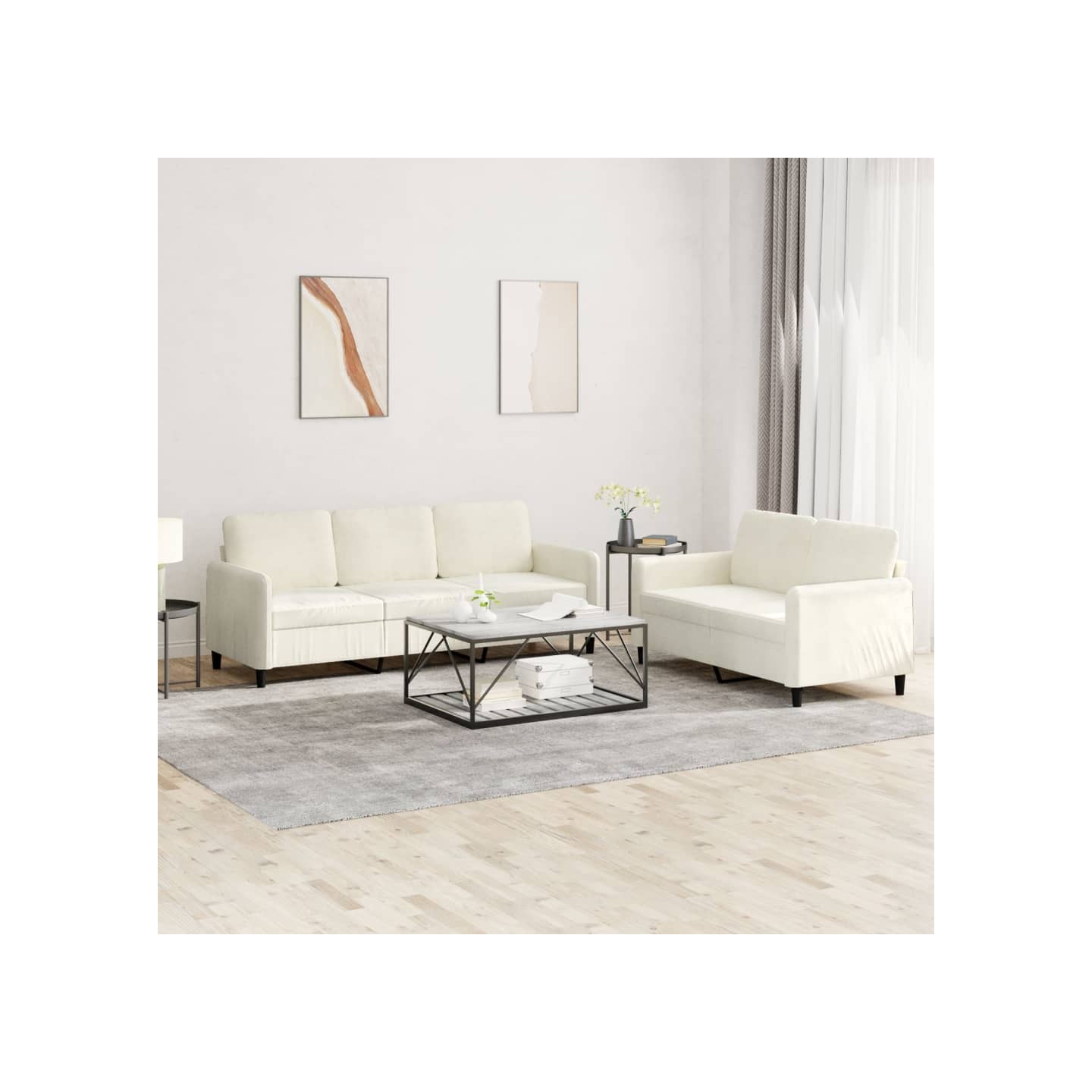 Ensemble de canapés 2 pcs crème velours