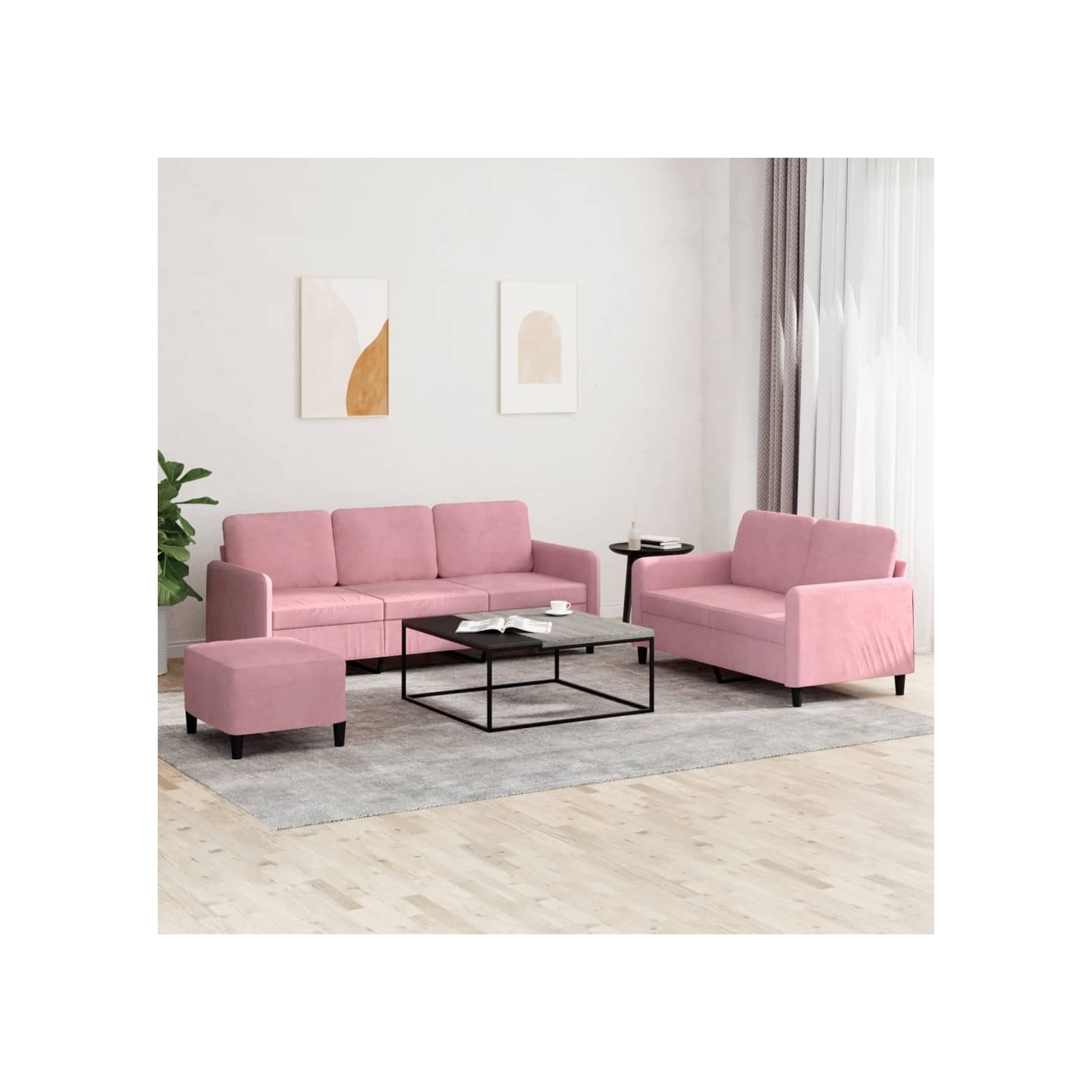 Ensemble de canapés 3 pcs rose velours