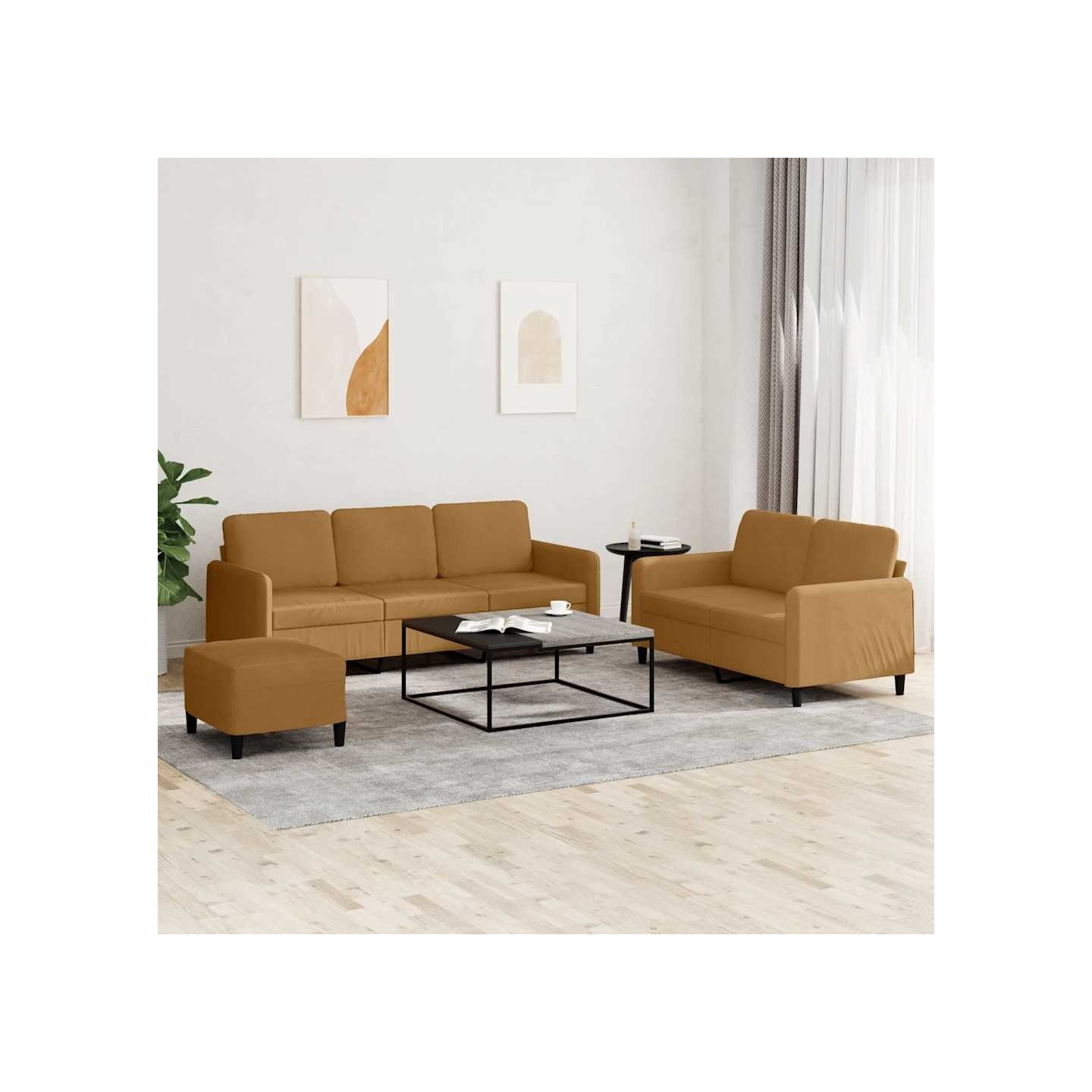 Ensemble de canapés 3 pcs marron velours