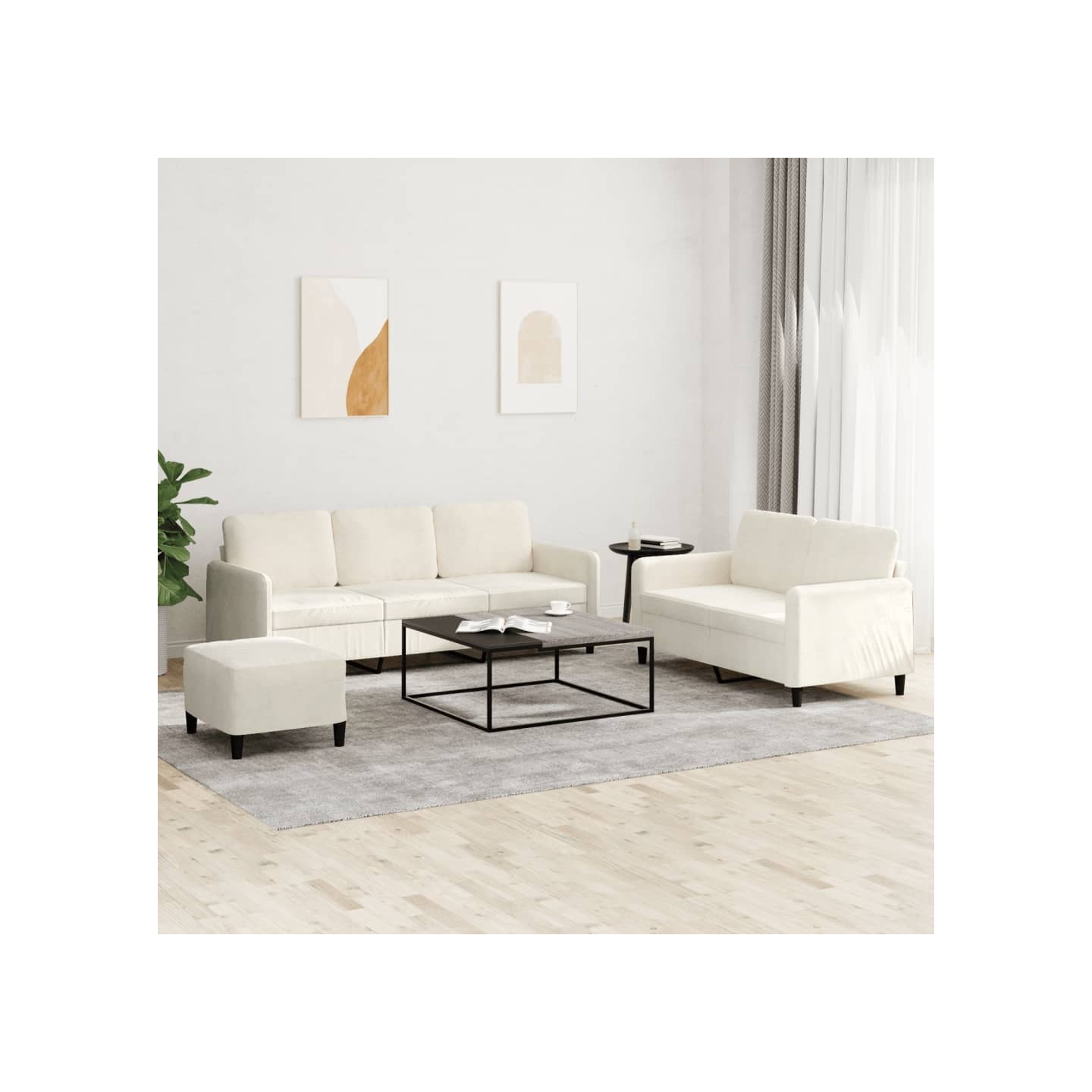 Ensemble de canapés 3 pcs crème velours