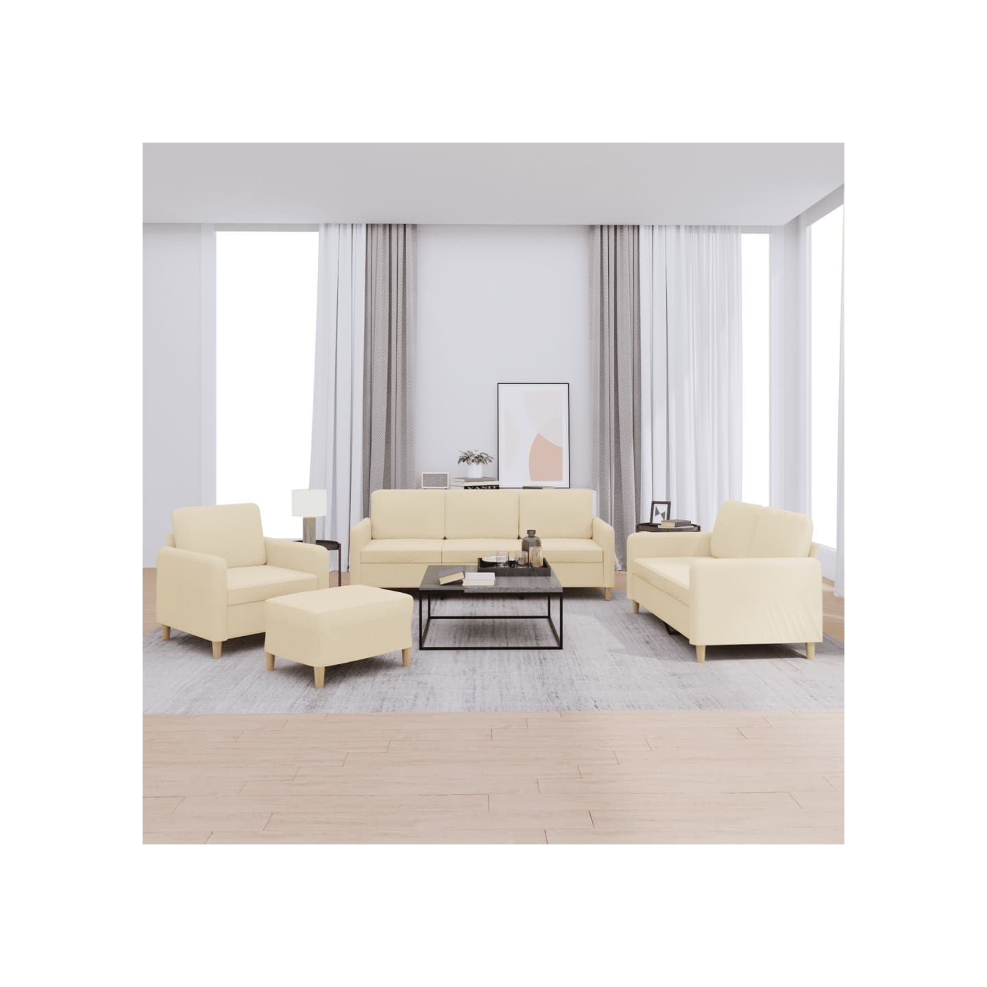 Ensemble de canapés 4 pcs avec coussins Crème Tissu