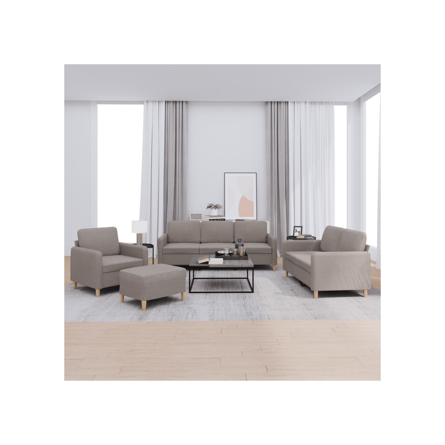 Ensemble de canapés 4 pcs avec coussins Taupe Tissu