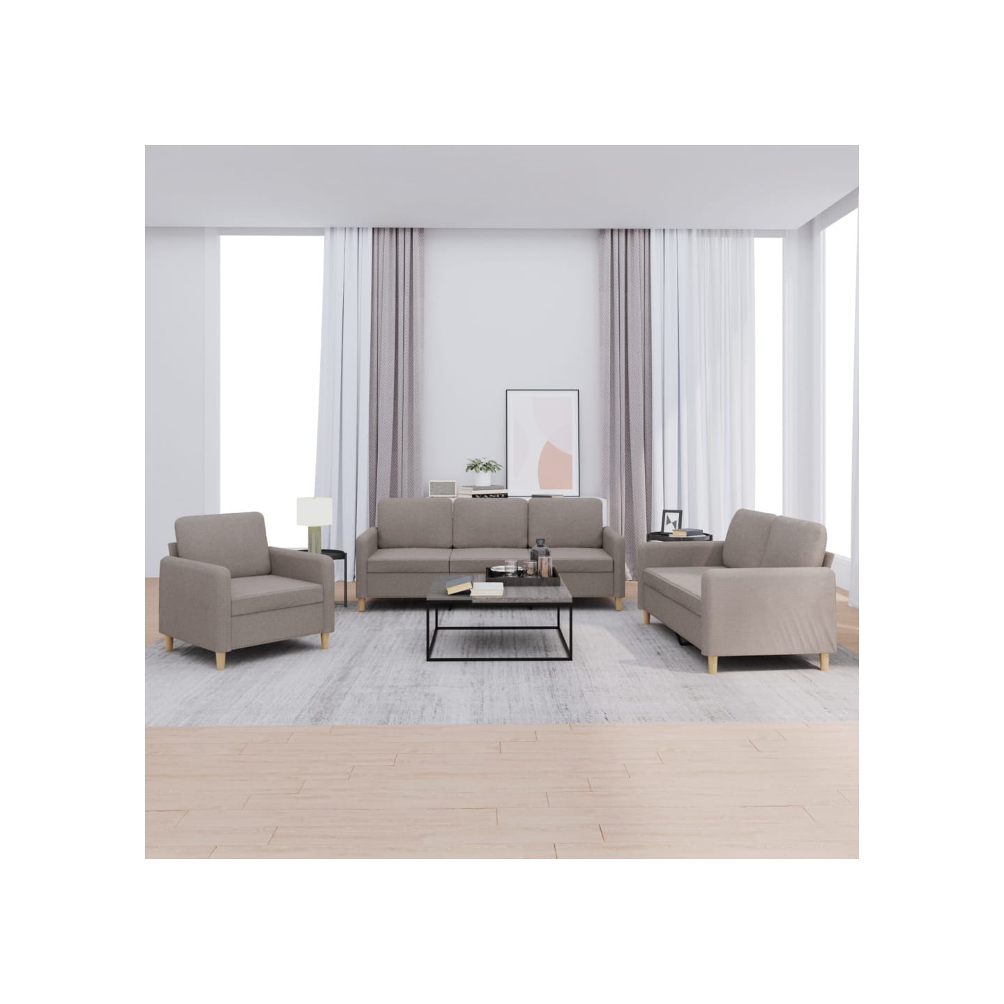 Ensemble de canapés 3 pcs avec coussins Taupe Tissu