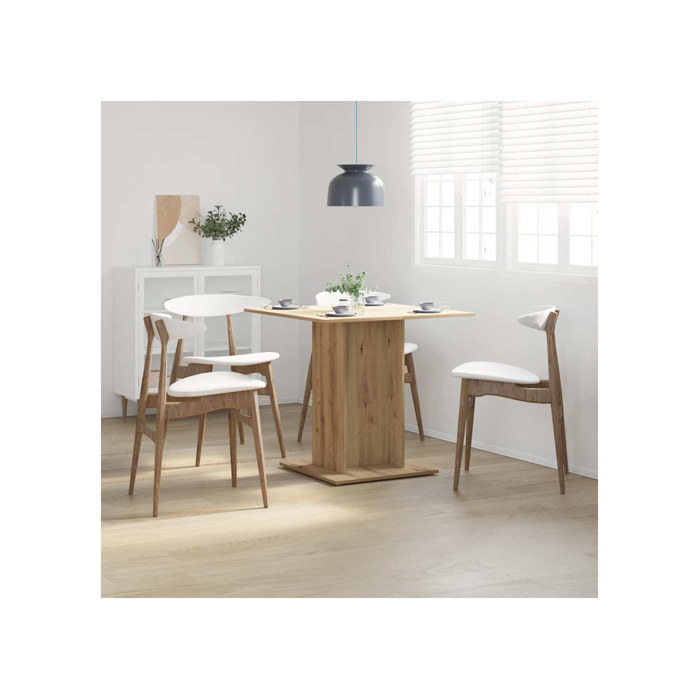 Table à manger chêne artisanal 80x80x75 cm bois d'ingénierie