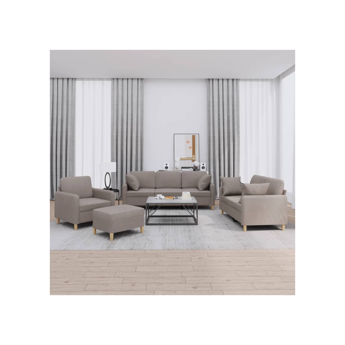 Ensemble de canapés 4 pcs avec coussins taupe tissu