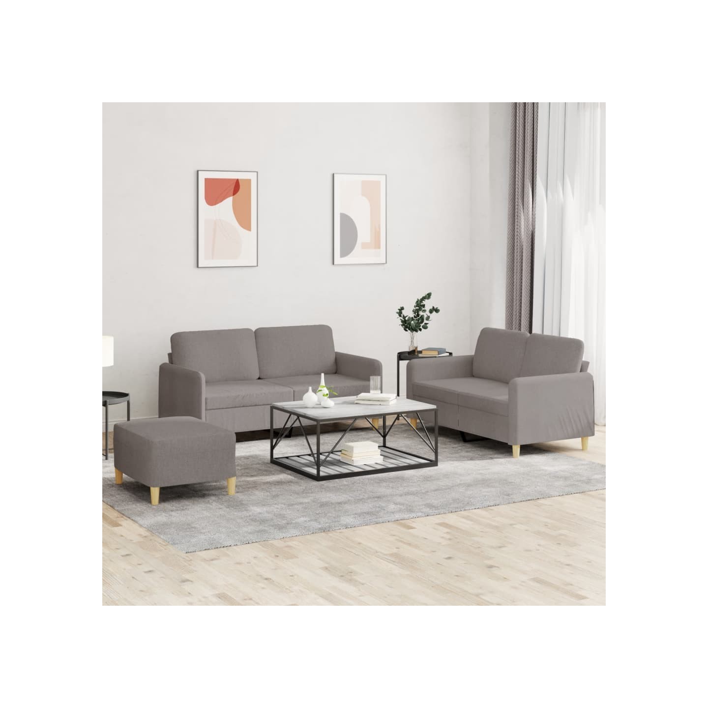 Ensemble de canapés 3 pcs avec coussins Taupe Tissu