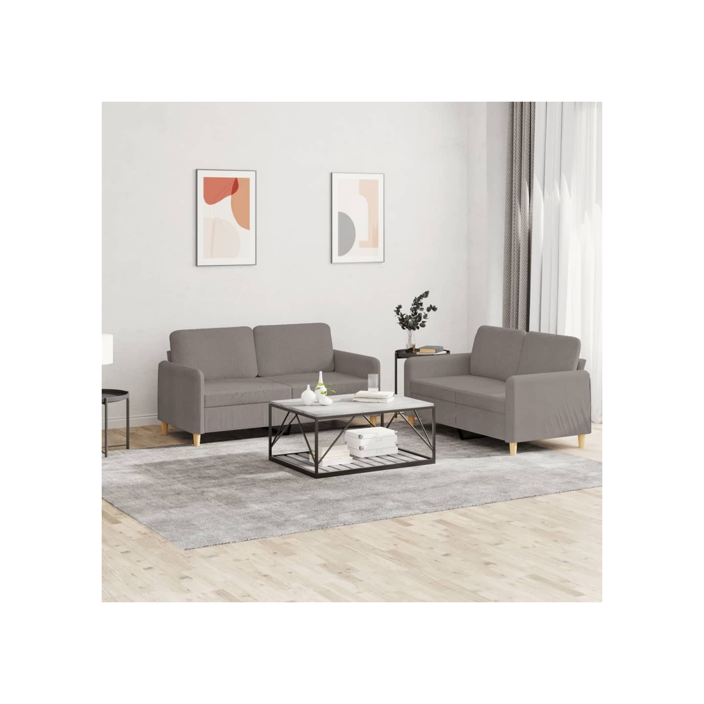 Ensemble de canapés 2 pcs avec coussins Taupe Tissu