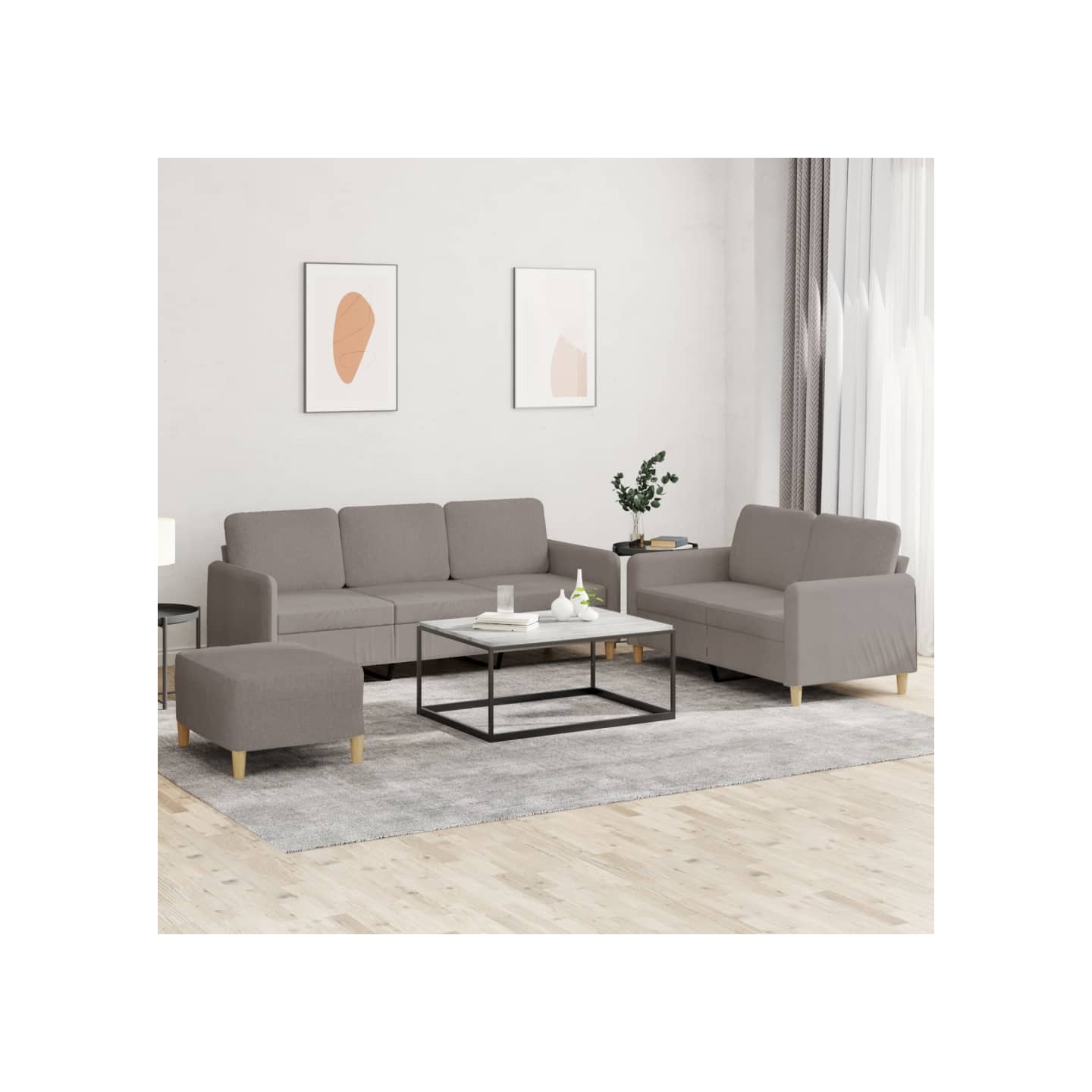 Ensemble de canapés 3 pcs avec coussins Taupe Tissu
