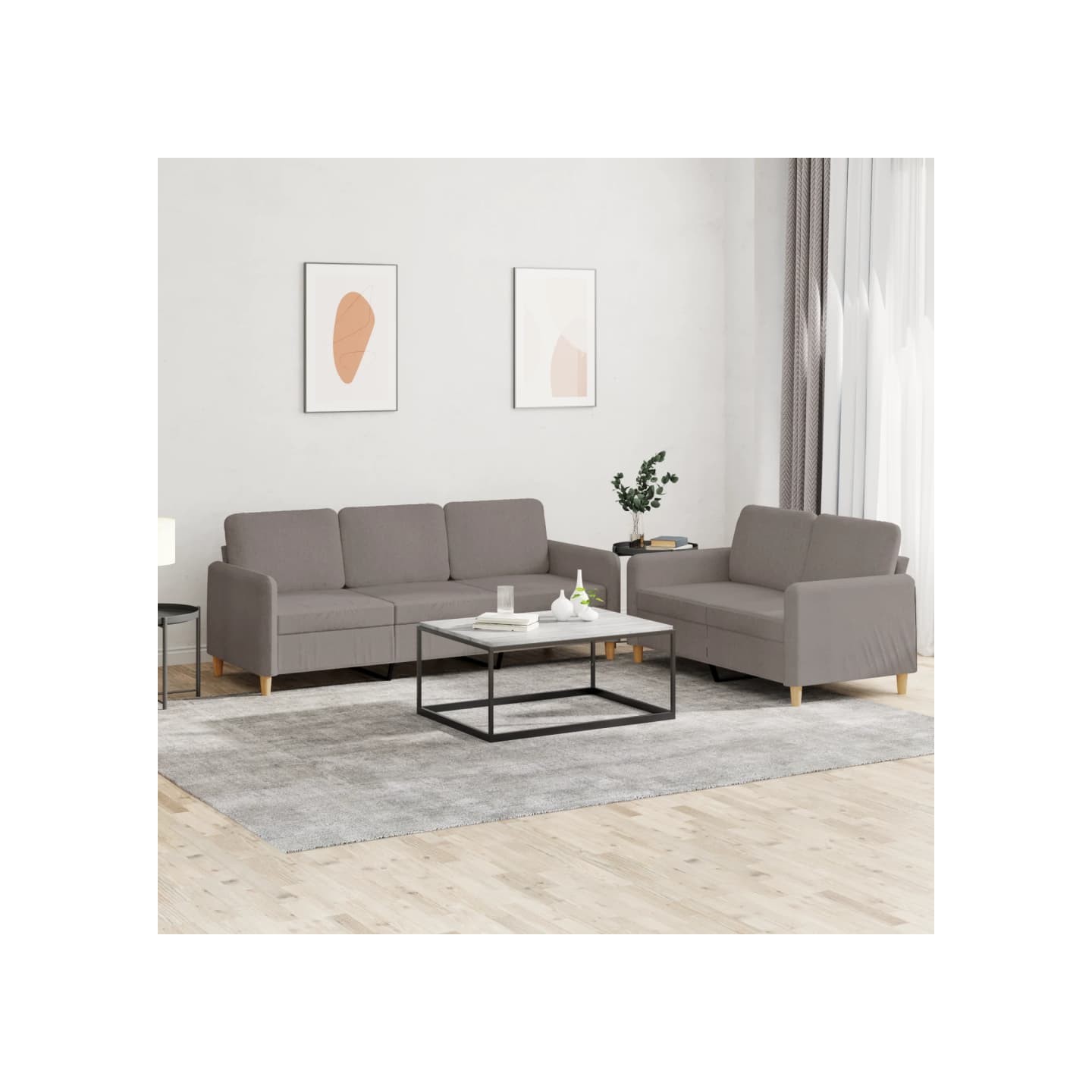 Ensemble de canapés 2 pcs avec coussins Taupe Tissu