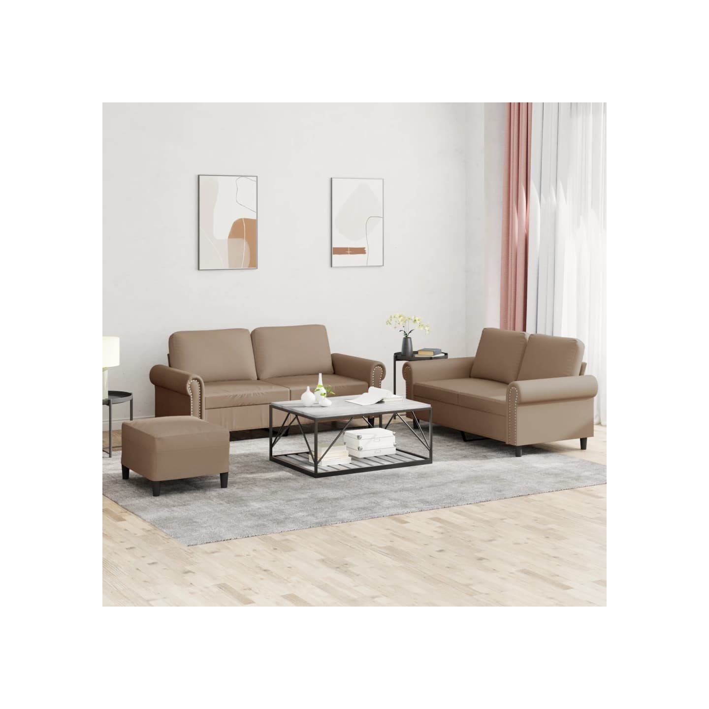 Ensemble de canapés 3 pcs avec coussins Cappuccino Similicuir