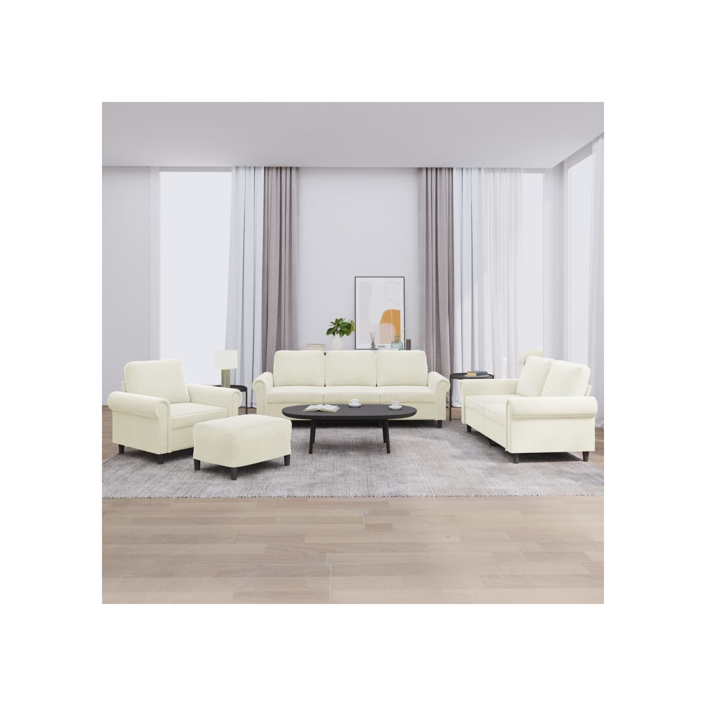 Ensemble de canapés 4 pcs avec coussins Crème Velours