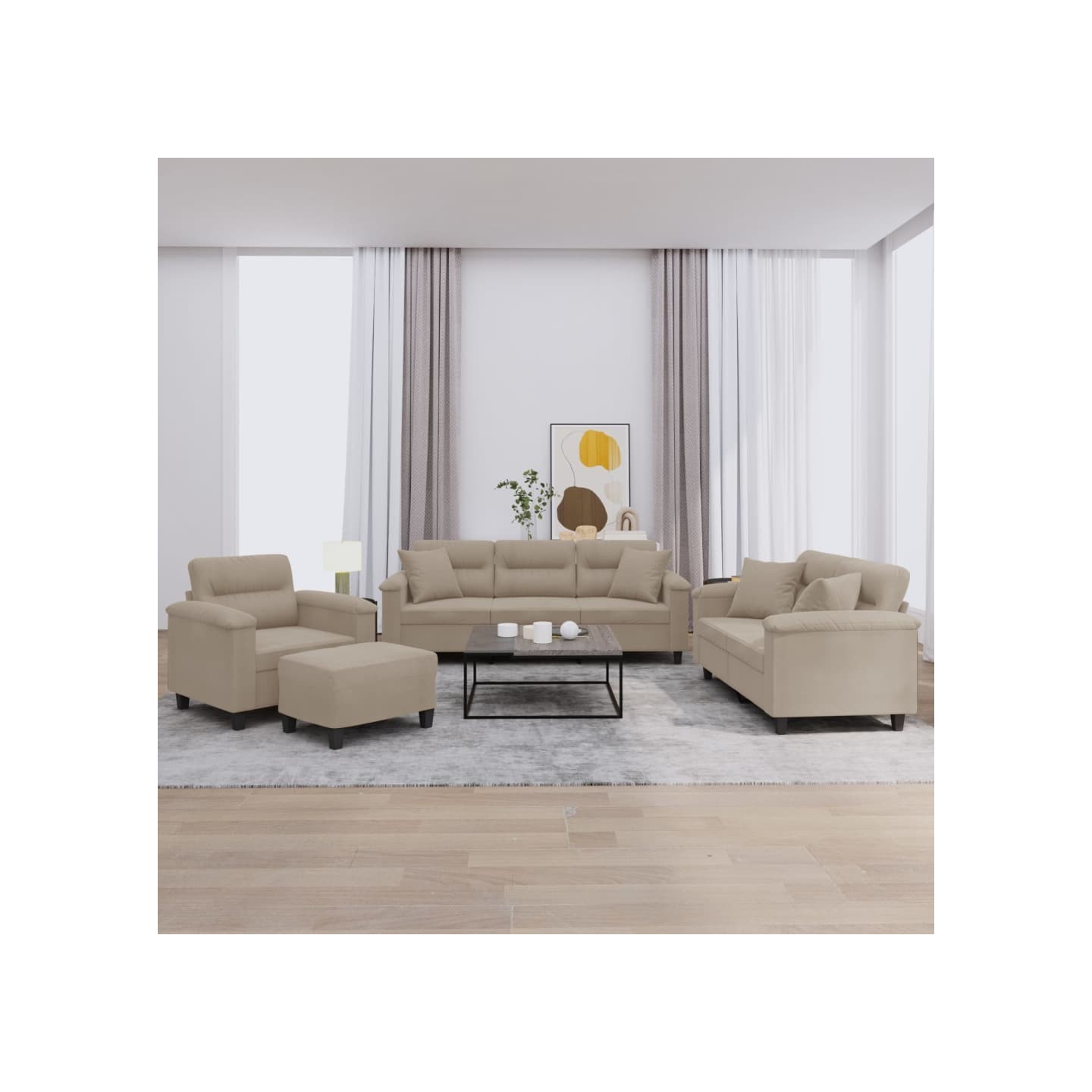 Ensemble de canapés 4 pcs avec coussins Taupe Tissu microfibre