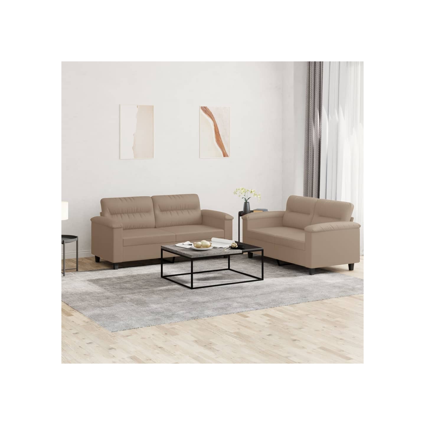 Ensemble de canapés 2 pcs avec coussins Cappuccino Similicuir
