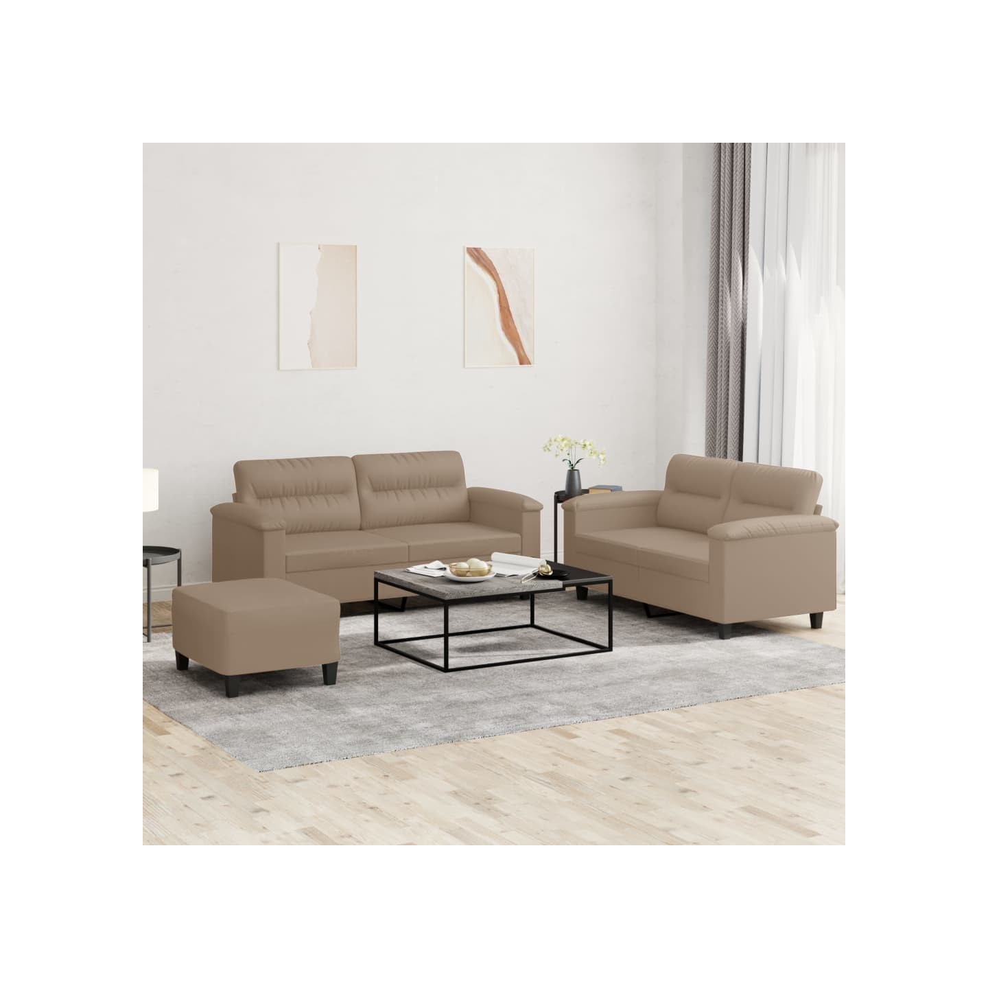 Ensemble de canapés 3 pcs avec coussins Cappuccino Similicuir