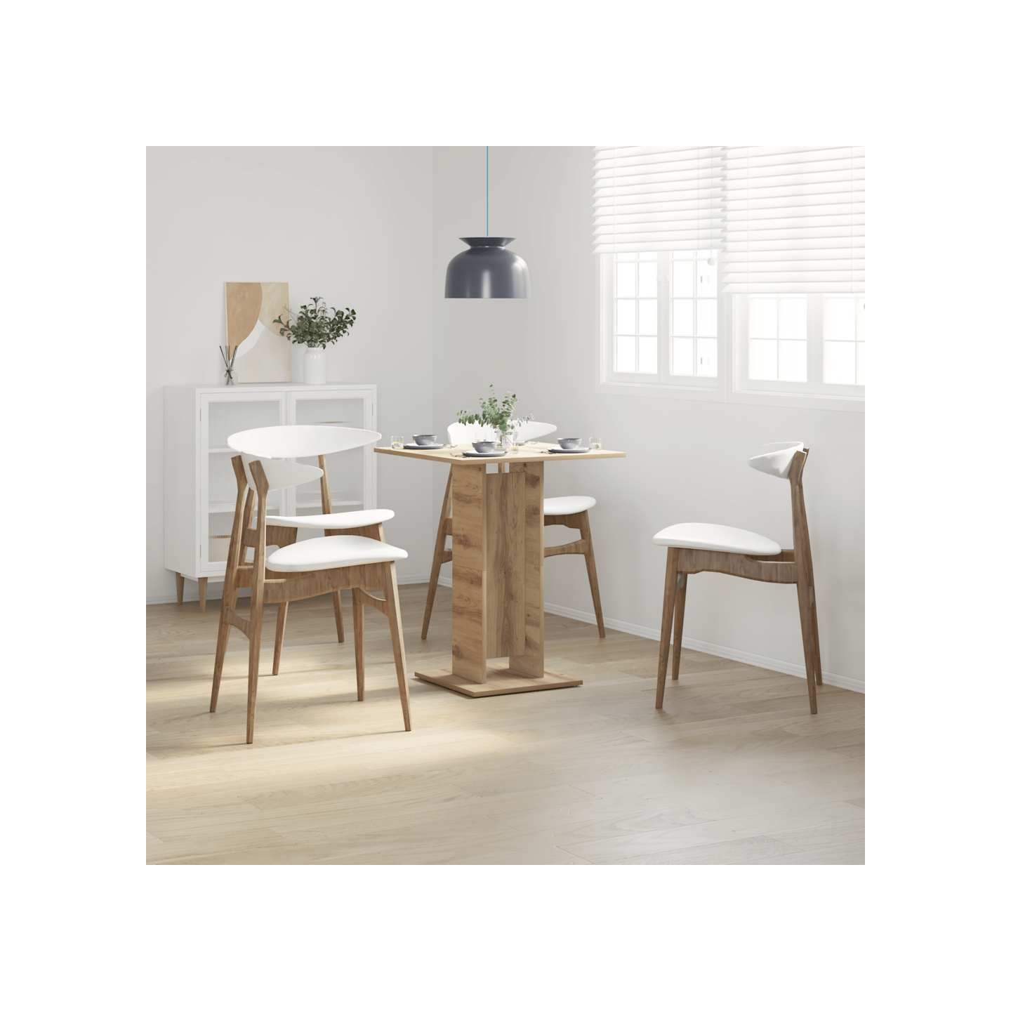 Table de bistro chêne artisanal 60x60x75 cm bois d'ingénierie