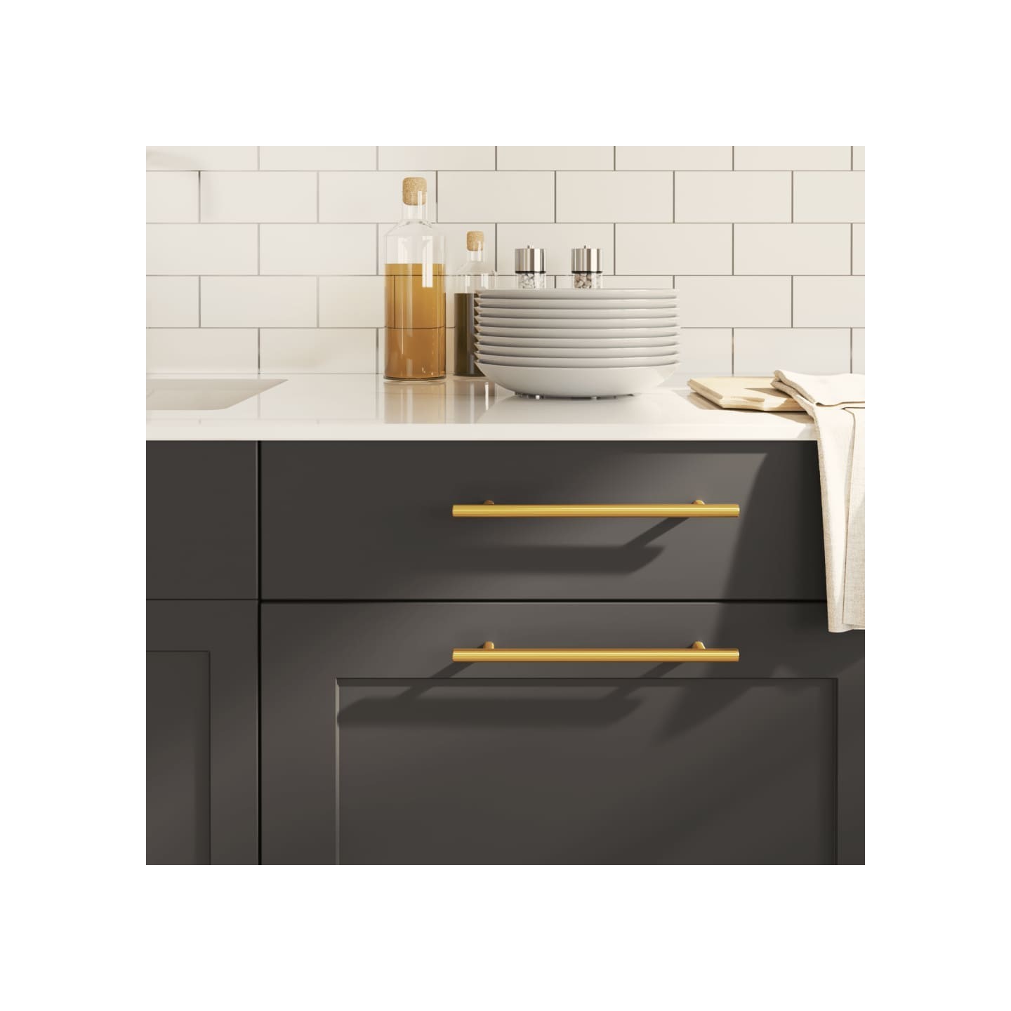 Poignées d'armoire 10 pcs doré 192 mm acier inoxydable