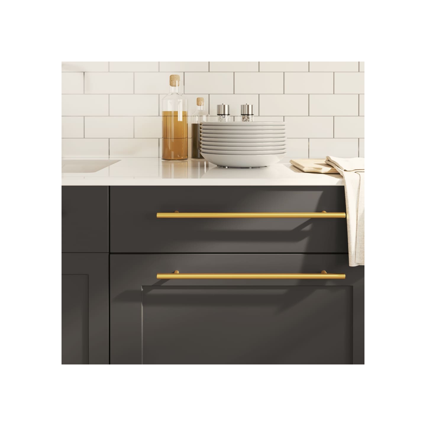 Poignées d'armoire 10 pcs doré 320 mm acier inoxydable