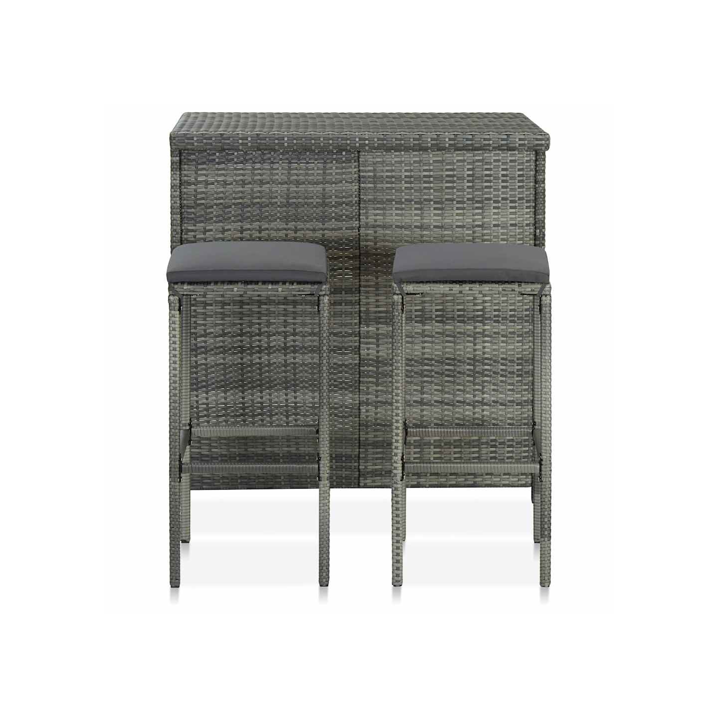 Ensemble de bar 3 pcs Résine tressée Gris