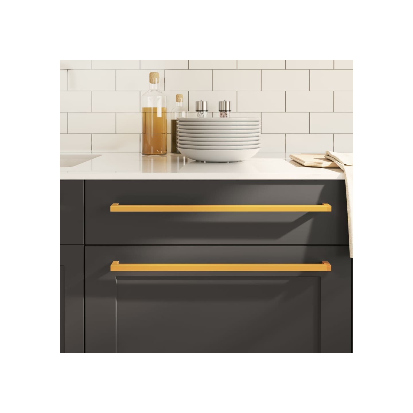 Poignées d'armoire 10 pcs doré 480 mm acier inoxydable