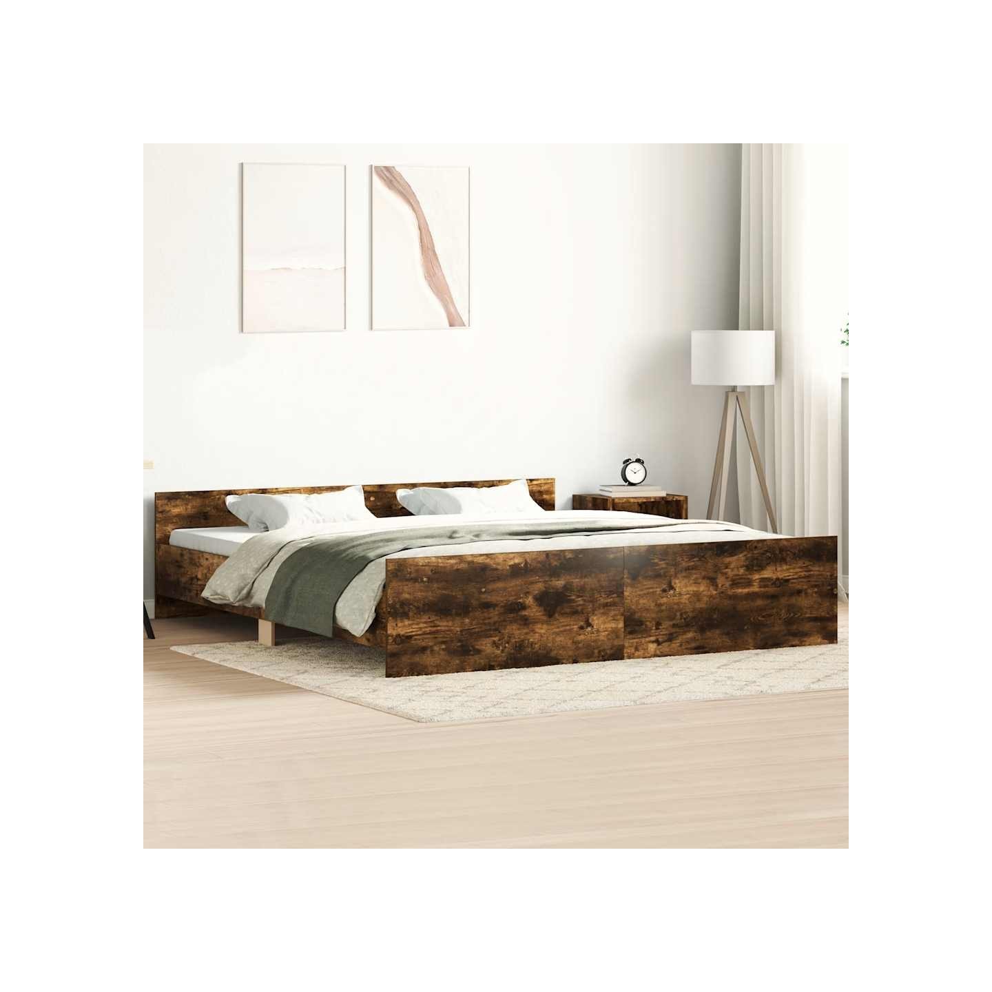 Cadre de lit sans matelas chêne fumé 200x200 cm
