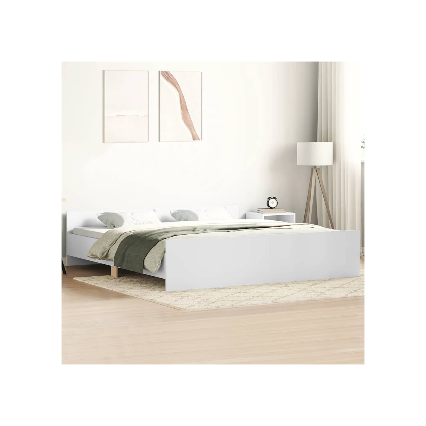 Cadre de lit sans matelas blanc 200x200 cm