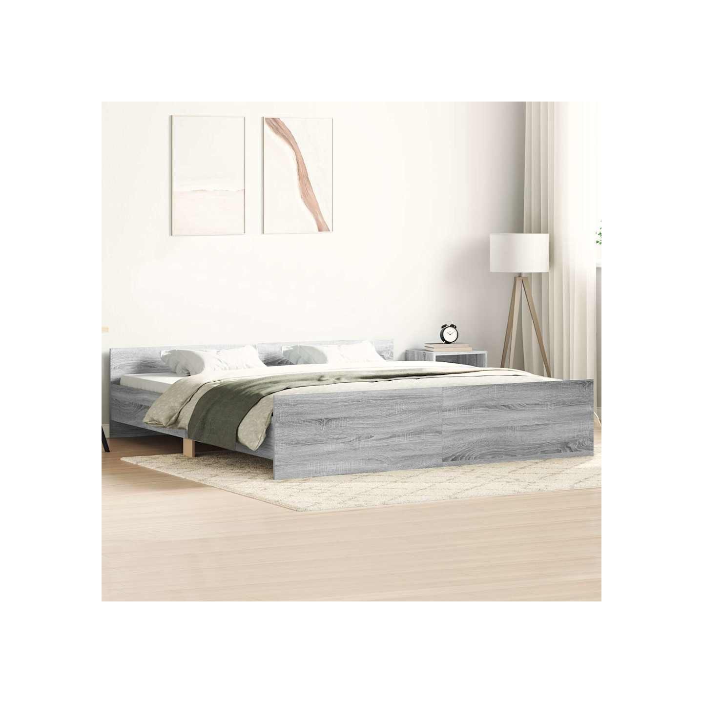 Cadre de lit sans matelas sonoma gris 200x200 cm