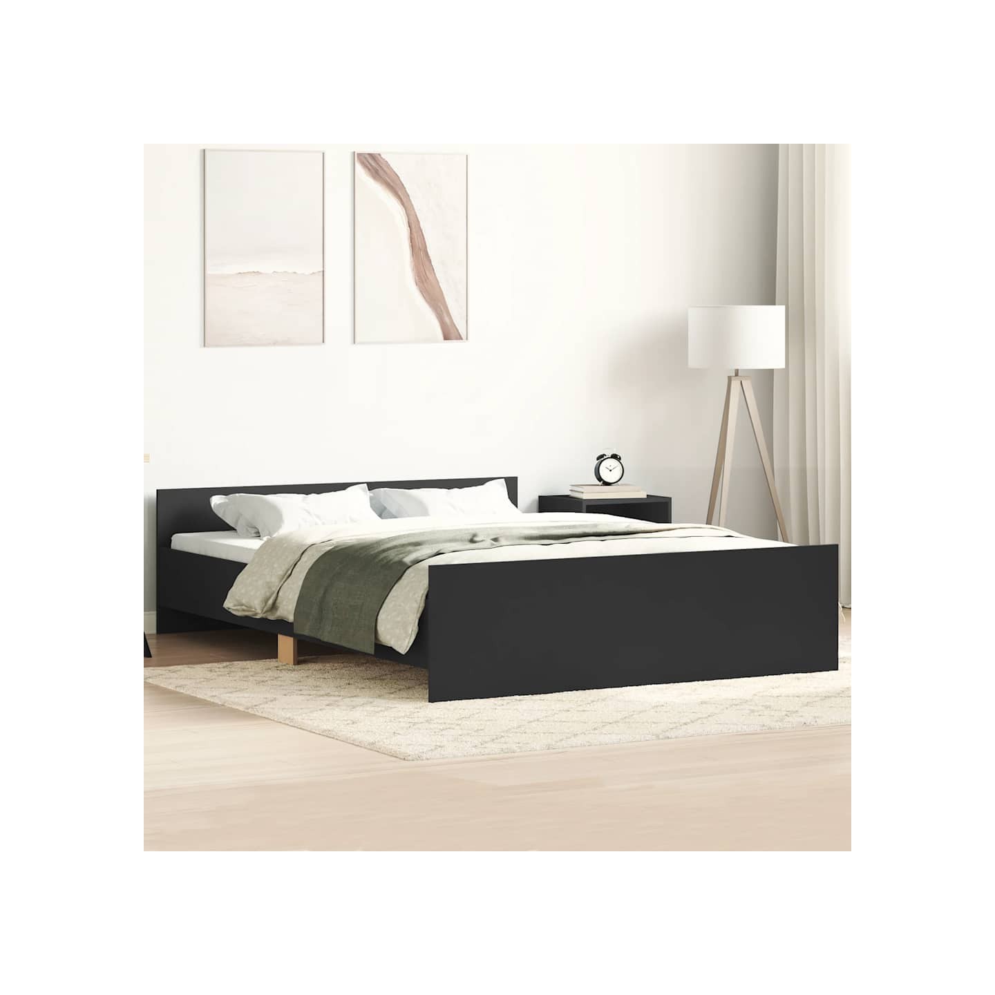 Cadre de lit sans matelas noir 140x200 cm