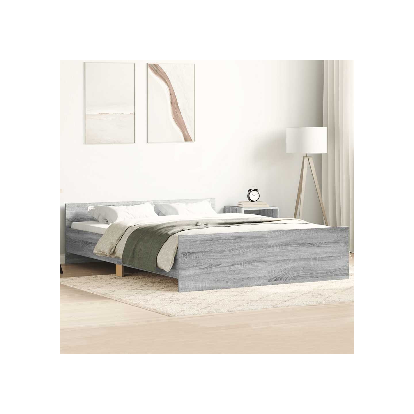 Cadre de lit sans matelas sonoma gris 140x200 cm