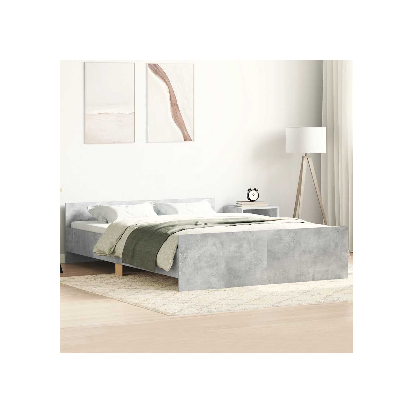 Cadre de lit sans matelas gris béton 150x200 cm