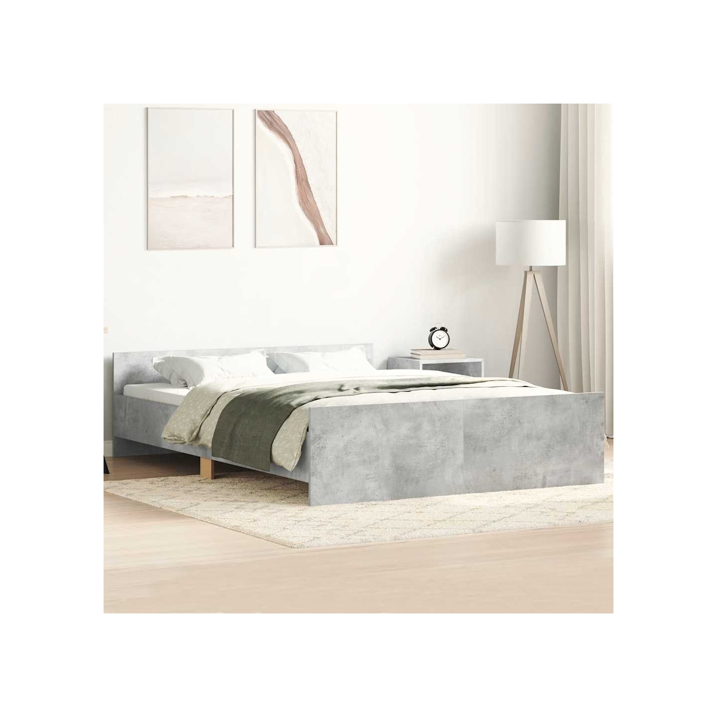 Cadre de lit sans matelas gris béton 120x200 cm