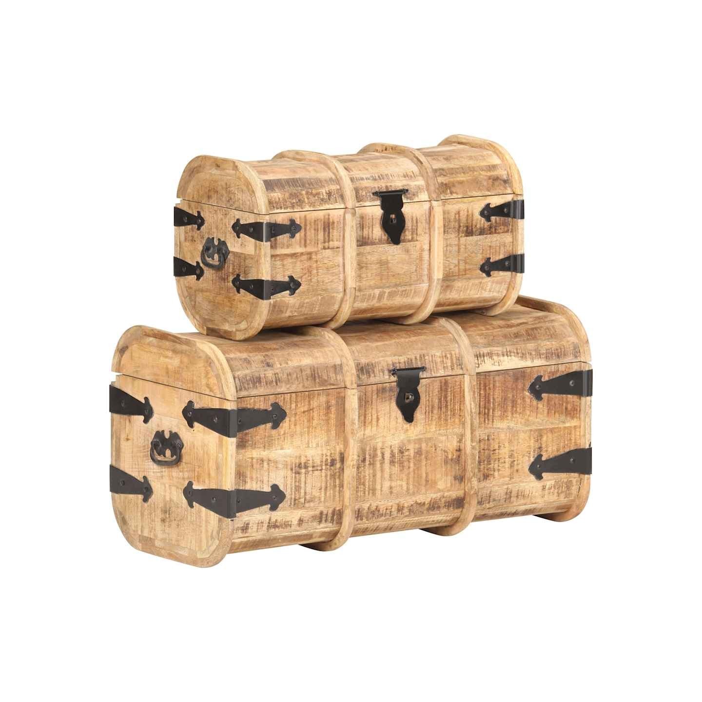 Coffres de rangement 2 pcs Bois de manguier massif
