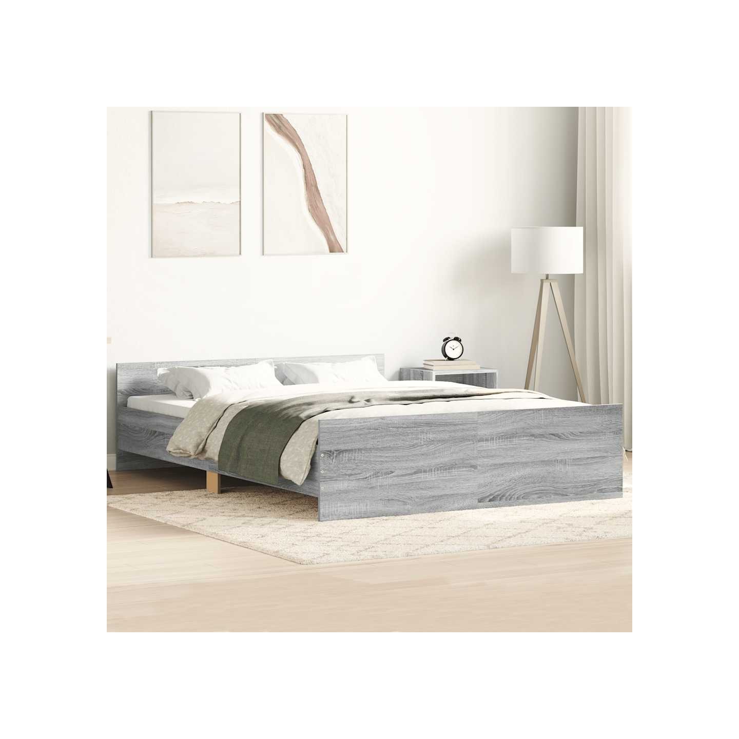 Cadre de lit sans matelas sonoma gris 150x200 cm