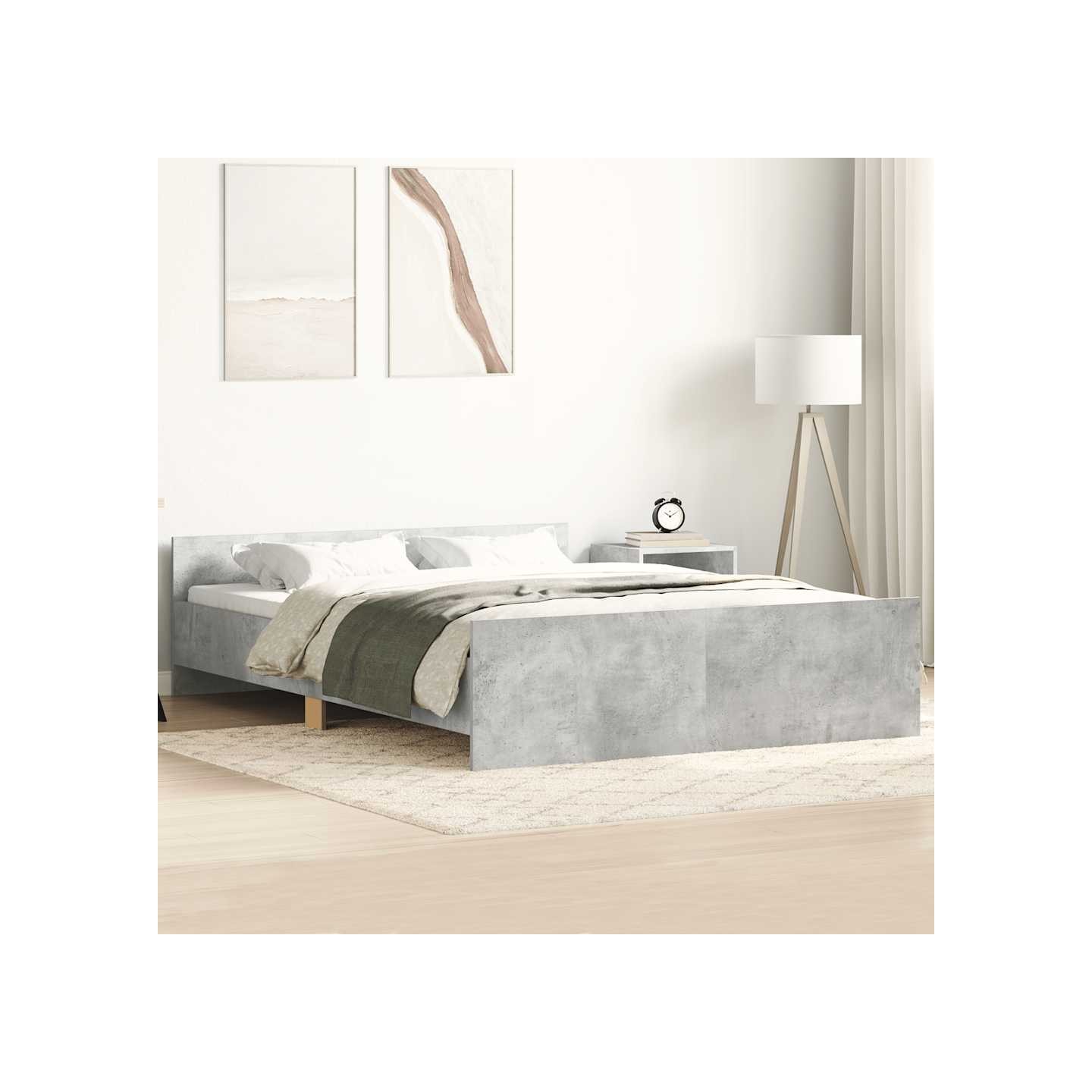 Cadre de lit sans matelas gris béton 140x200 cm