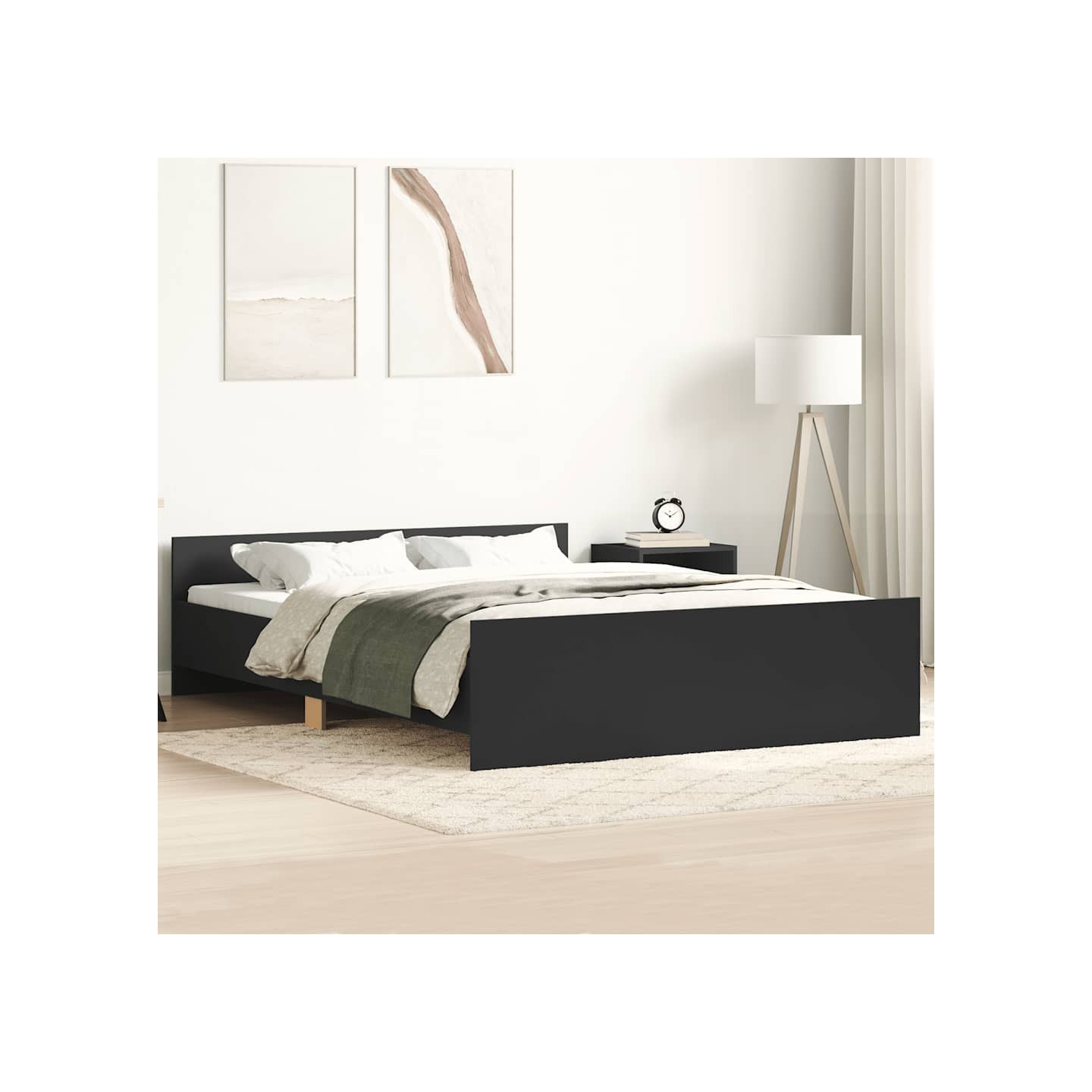 Cadre de lit sans matelas noir 120x200 cm
