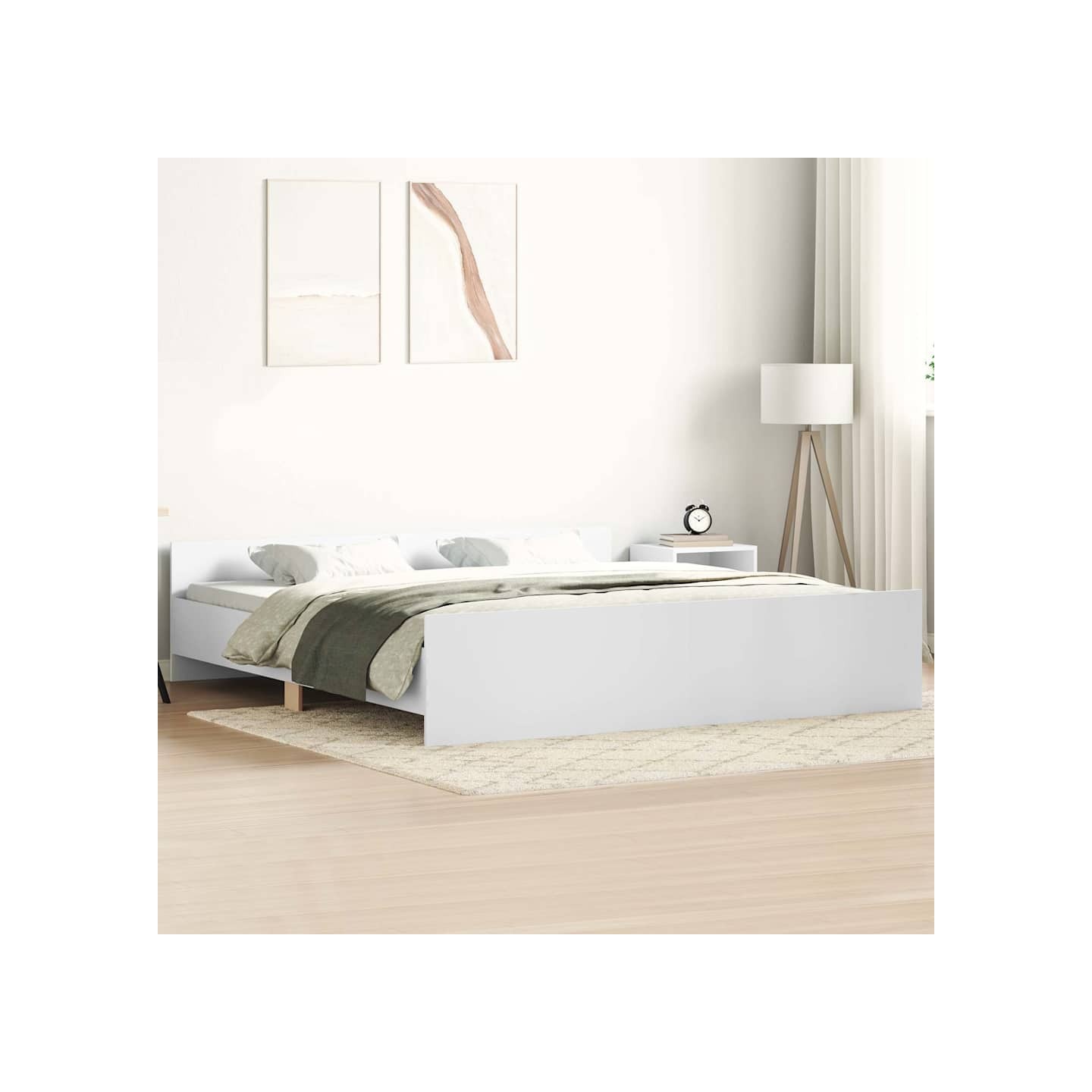 Cadre de lit sans matelas blanc 160x200 cm