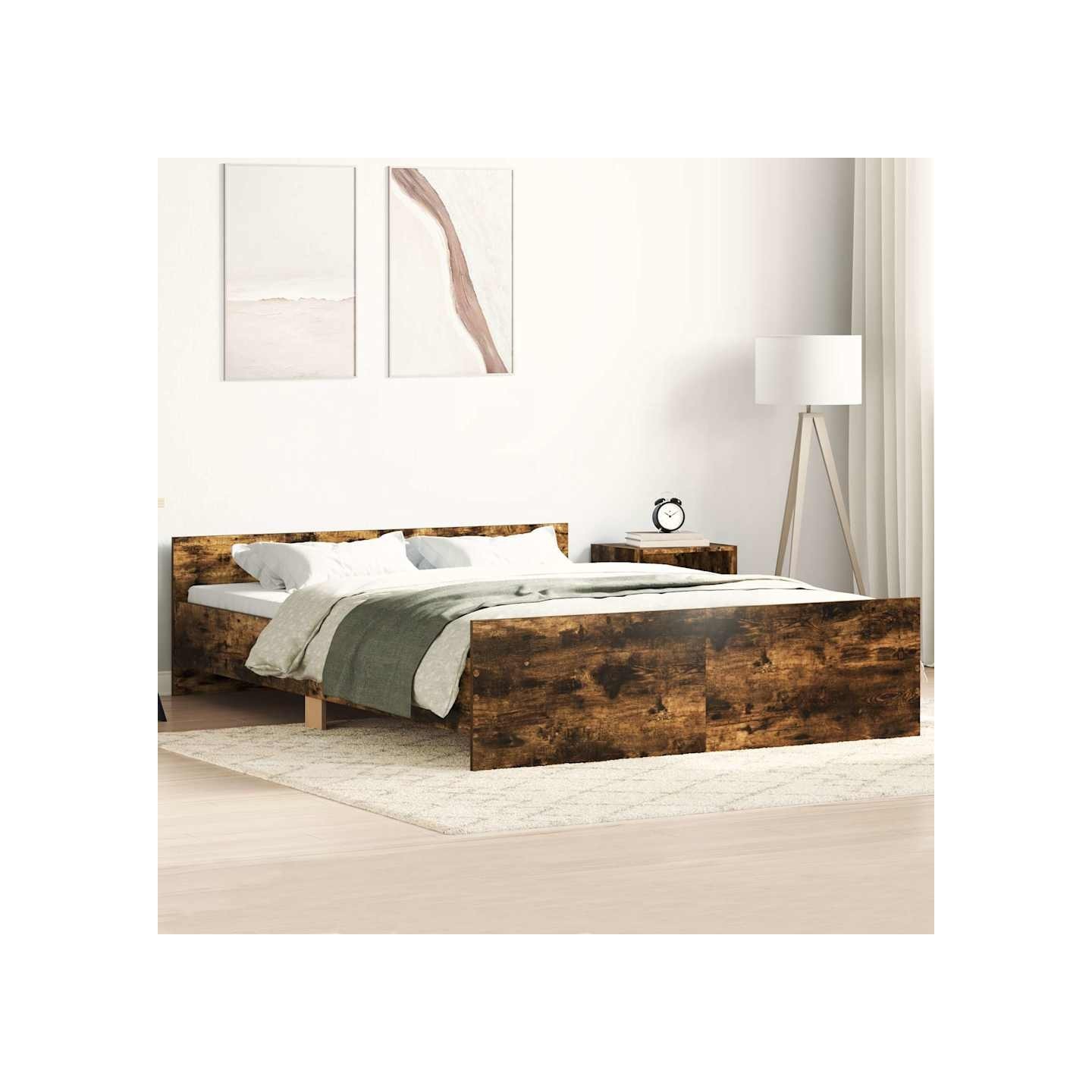 Cadre de lit sans matelas chêne fumé 140x200 cm