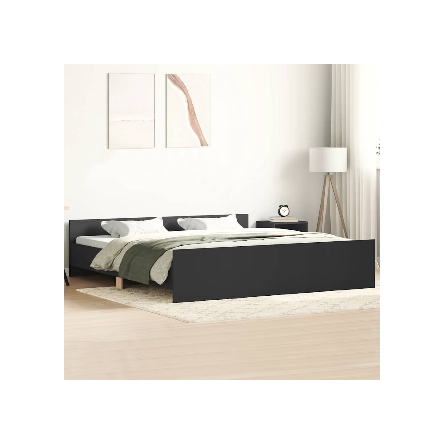 Cadre de lit sans matelas noir 160x200 cm