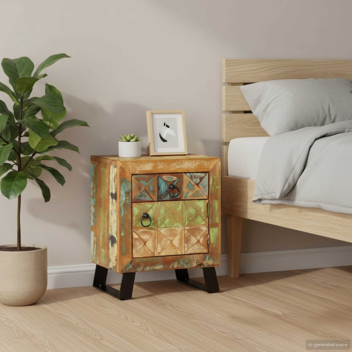 Table de chevet 40 x 30 x 50 cm Bois de récupération massif