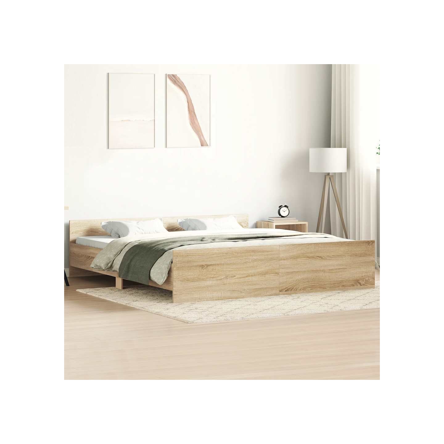 Cadre de lit sans matelas chêne sonoma 160x200 cm