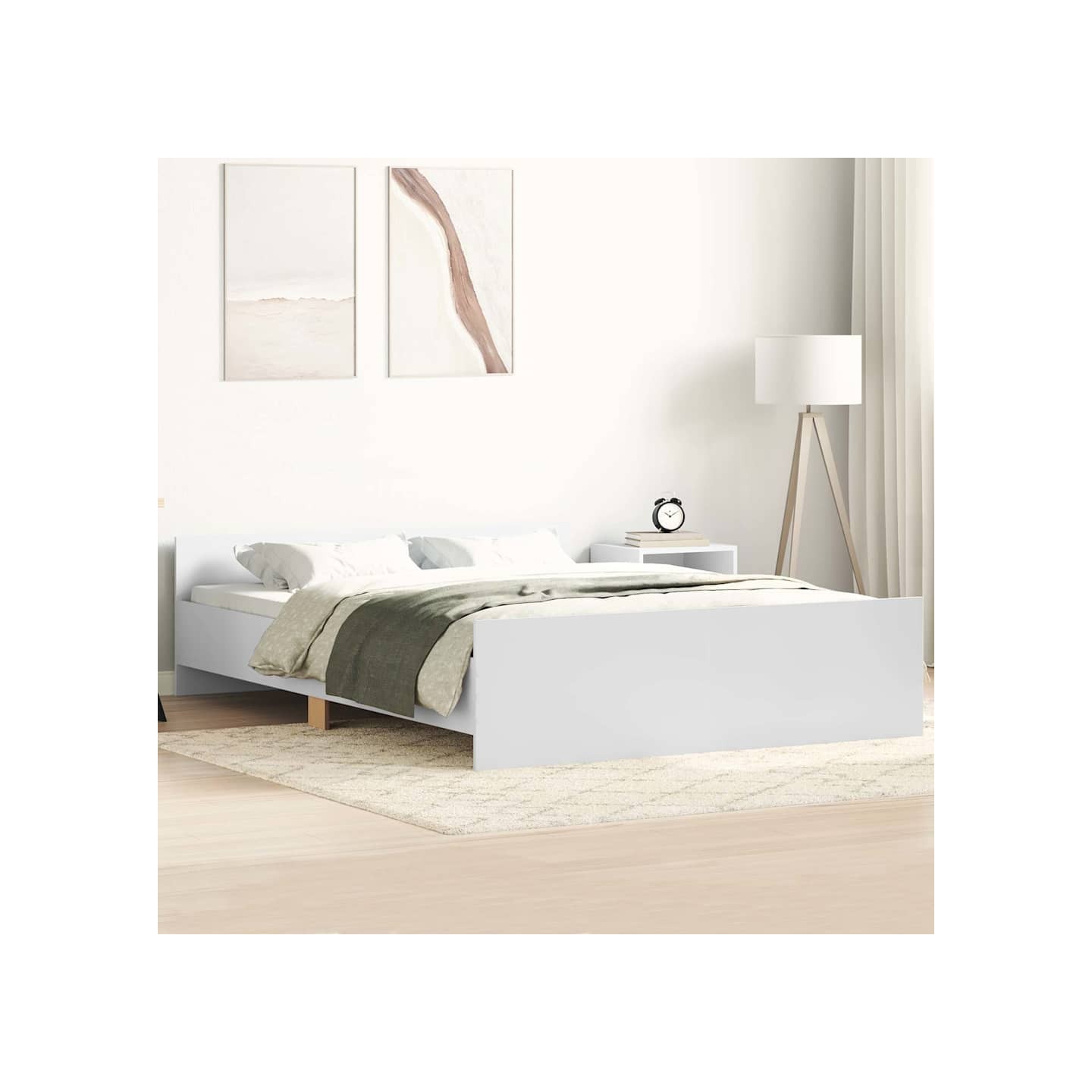 Cadre de lit sans matelas blanc 135x190 cm