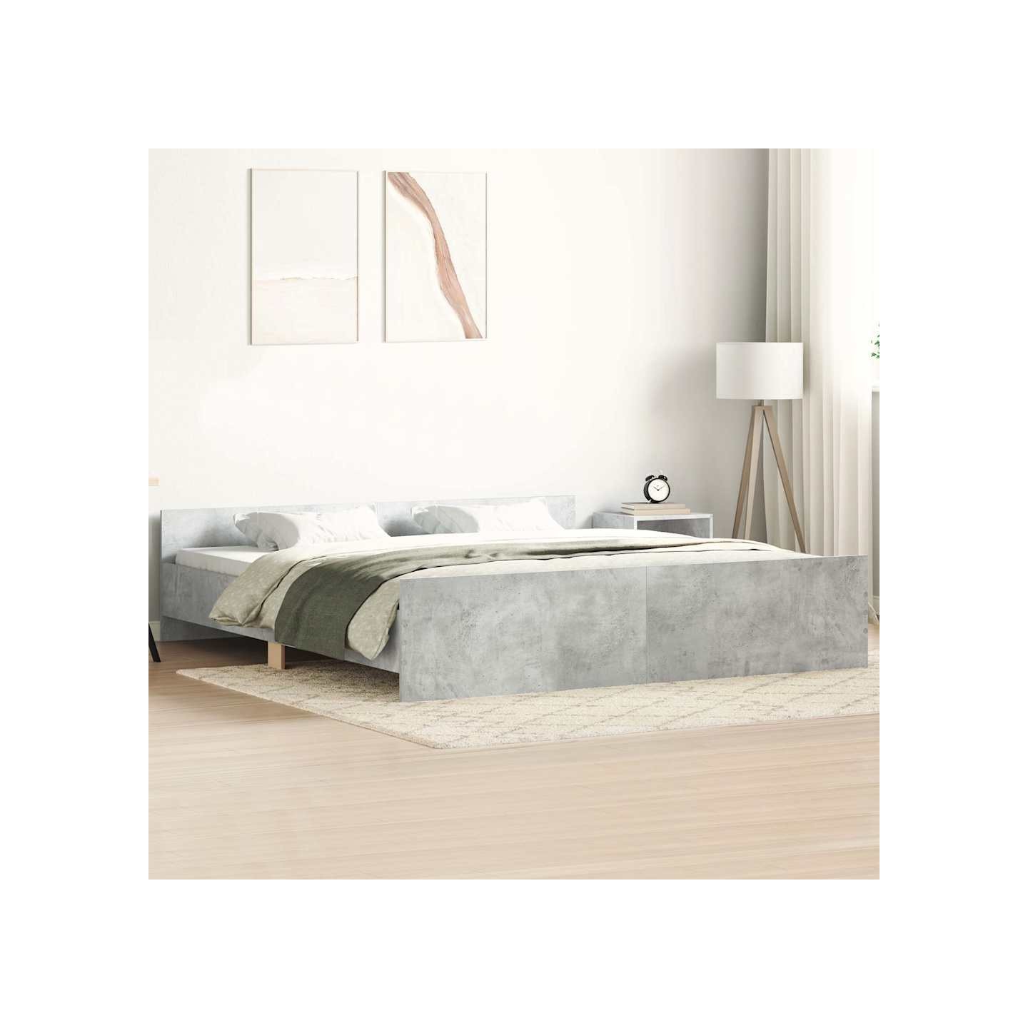 Cadre de lit sans matelas gris béton 180x200 cm