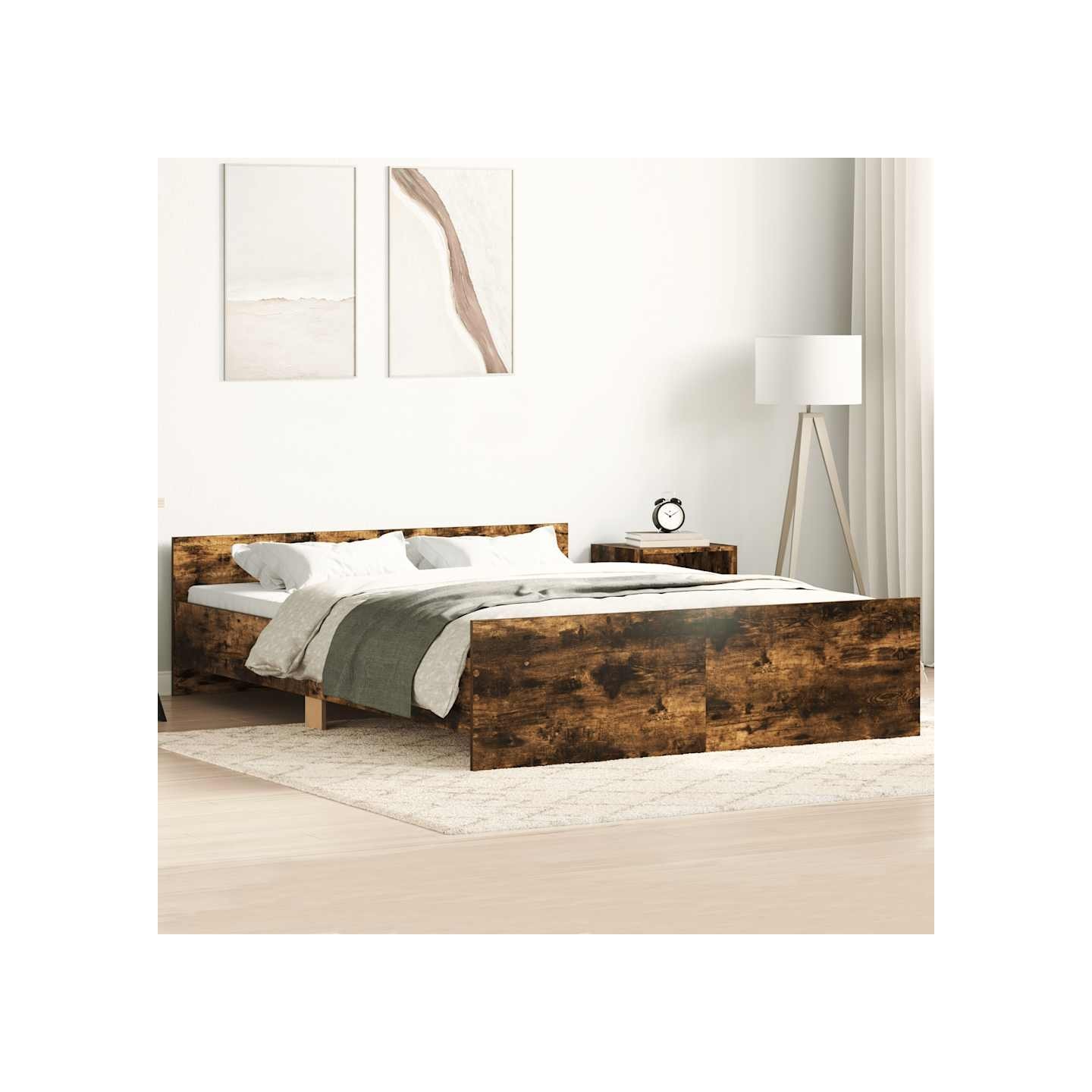 Cadre de lit sans matelas chêne fumé 140x190 cm