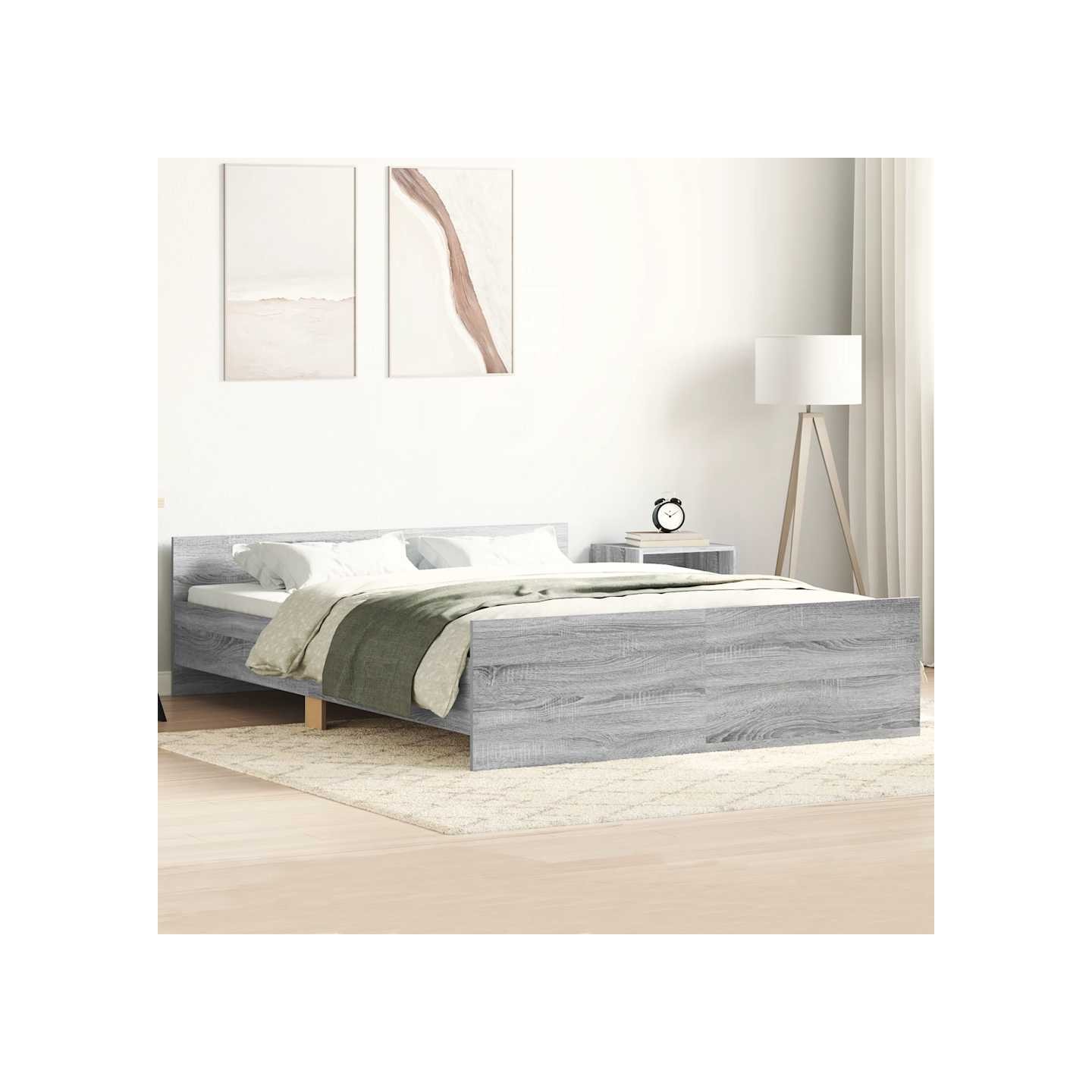 Cadre de lit sans matelas sonoma gris 140x190 cm