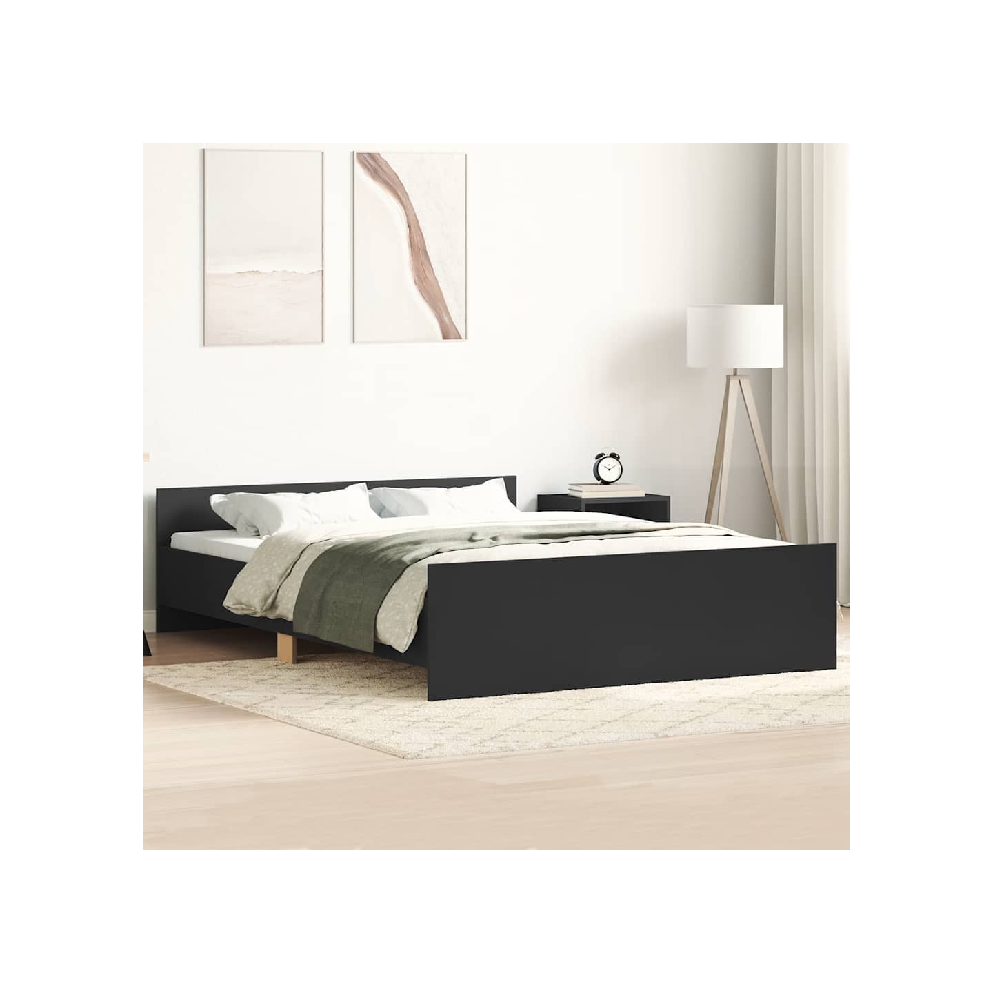 Cadre de lit sans matelas noir 140x190 cm