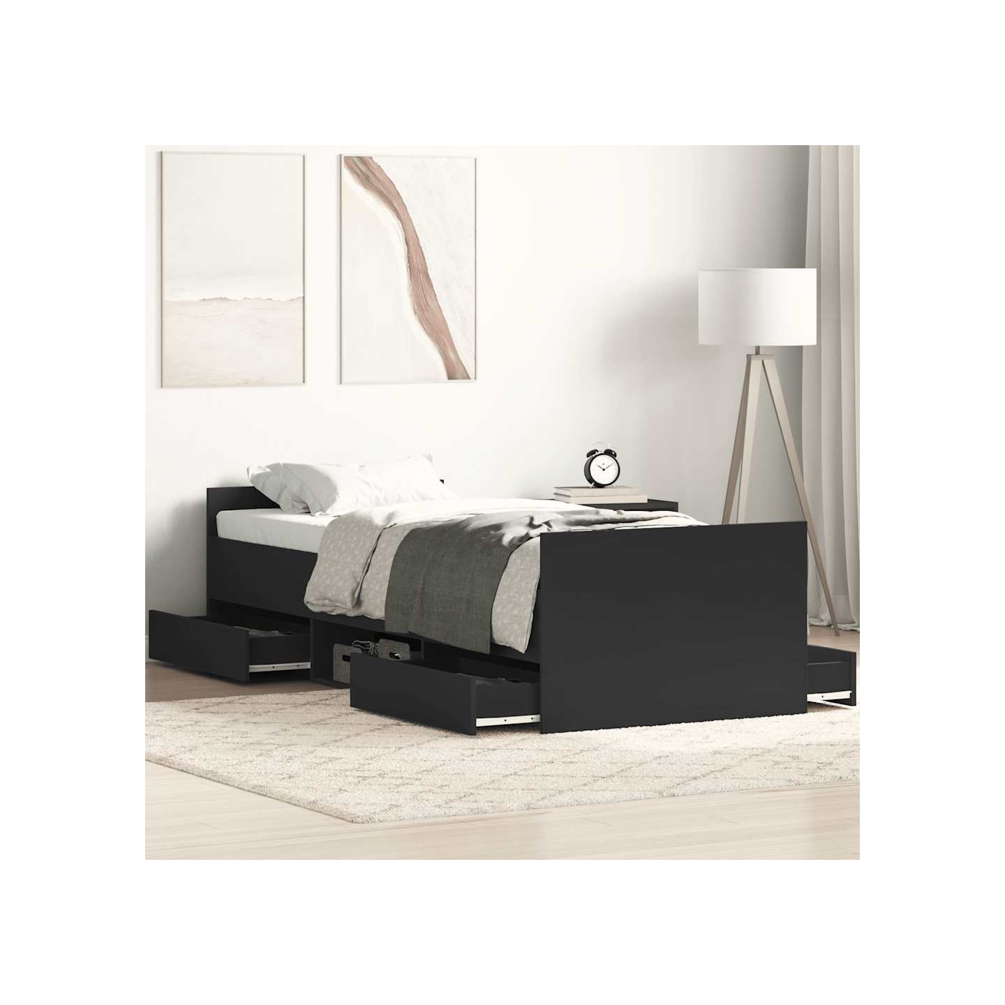 Cadre de lit sans matelas noir 90x200 cm