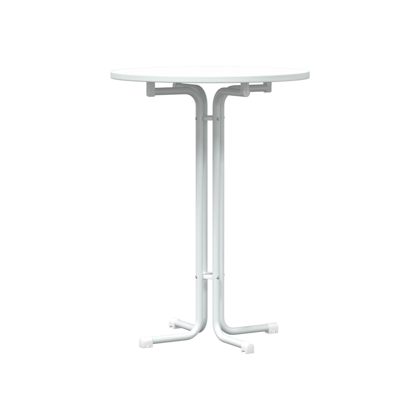 Table de bar blanc Ø80x110 cm bois d'ingénierie et acier