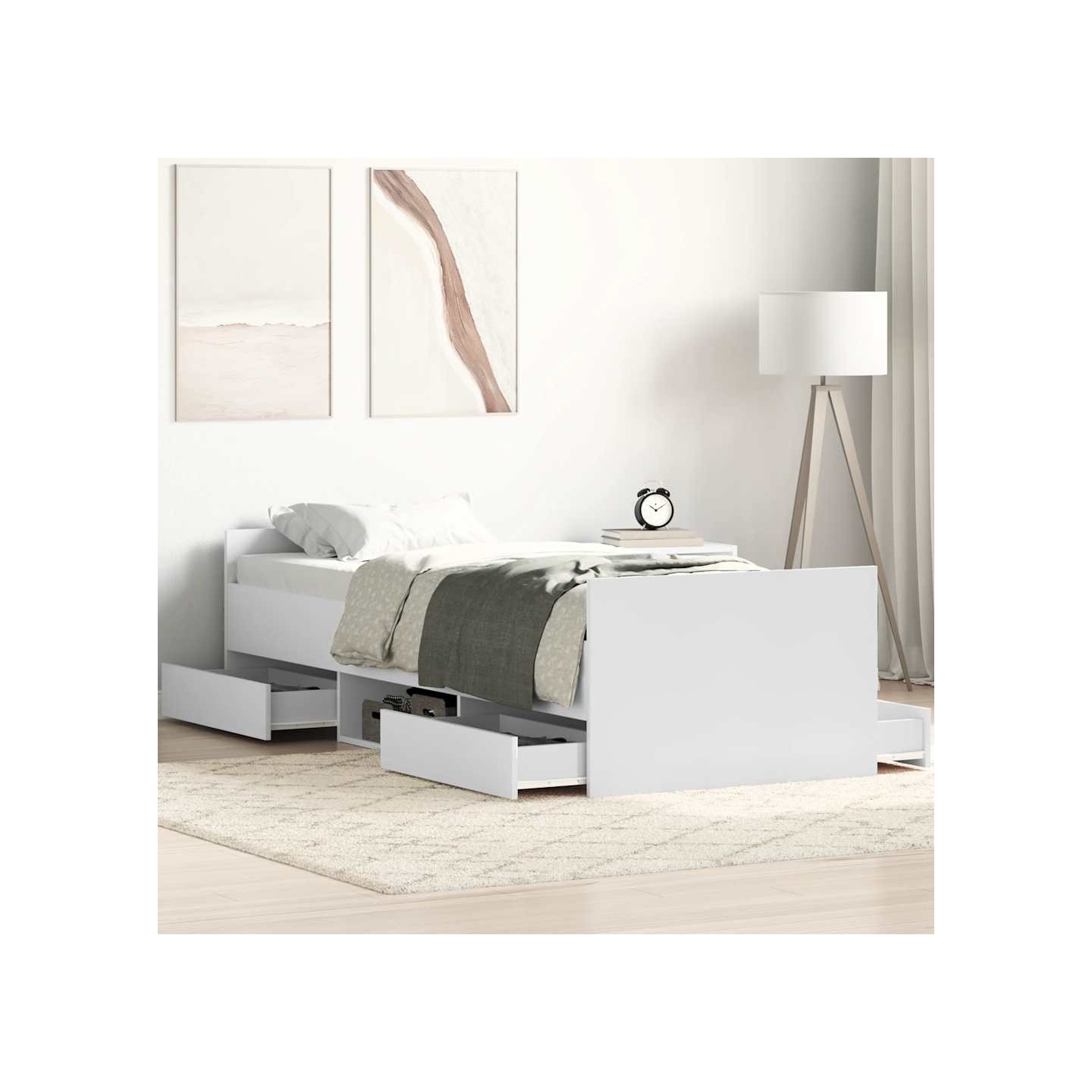 Cadre de lit sans matelas blanc 100x200 cm